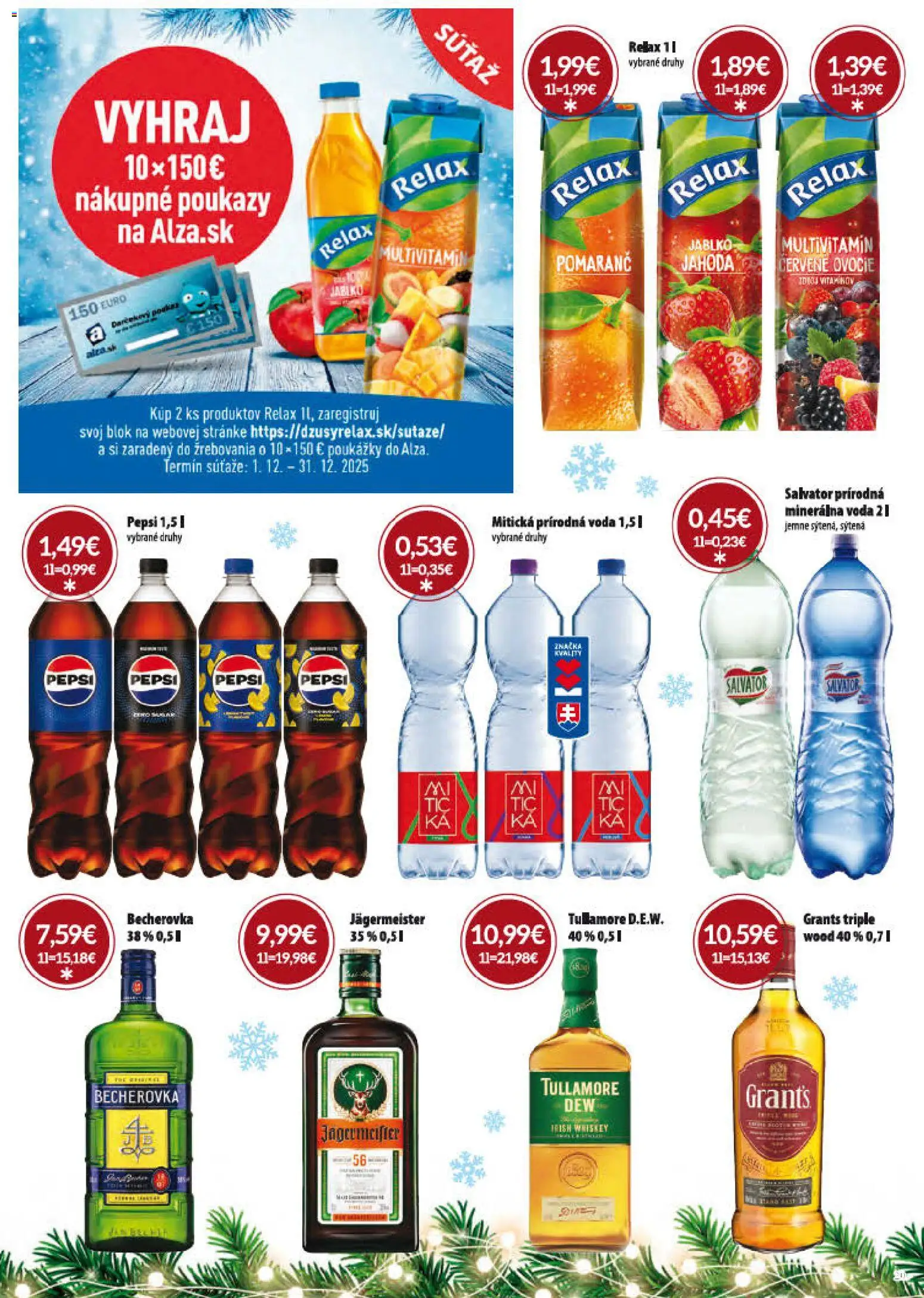 Nové CBA Verex akcie – leták je platný od 01.12.2025 | Strana: 20 | Produkty: Jägermeister, Becherovka, Voda, Minerálna voda