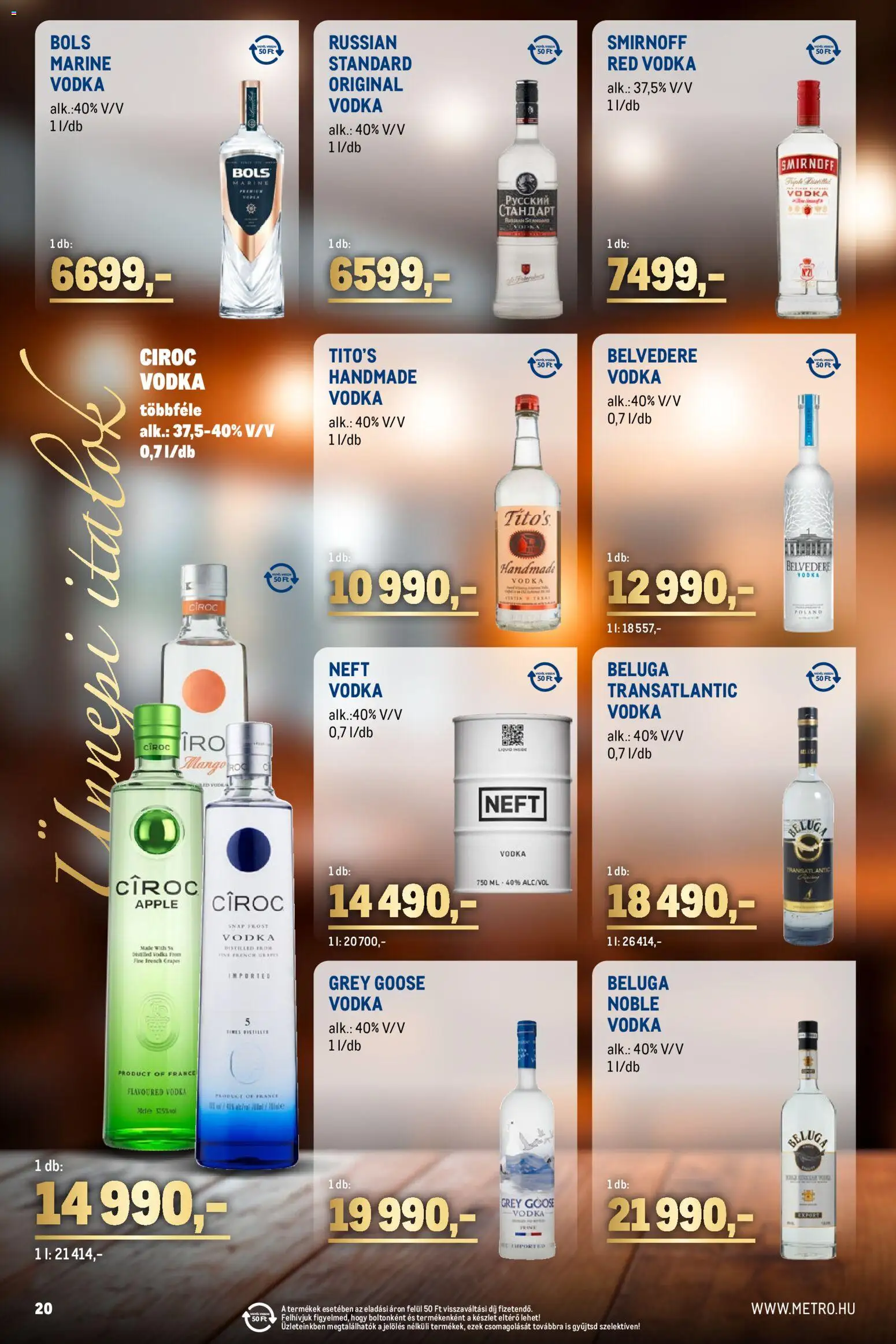 Metro akciós ujság - amely érvényes a következő dátumtól: 02.11.2025 | Oldal: 20 | Termékek: Vodka, Mangó
