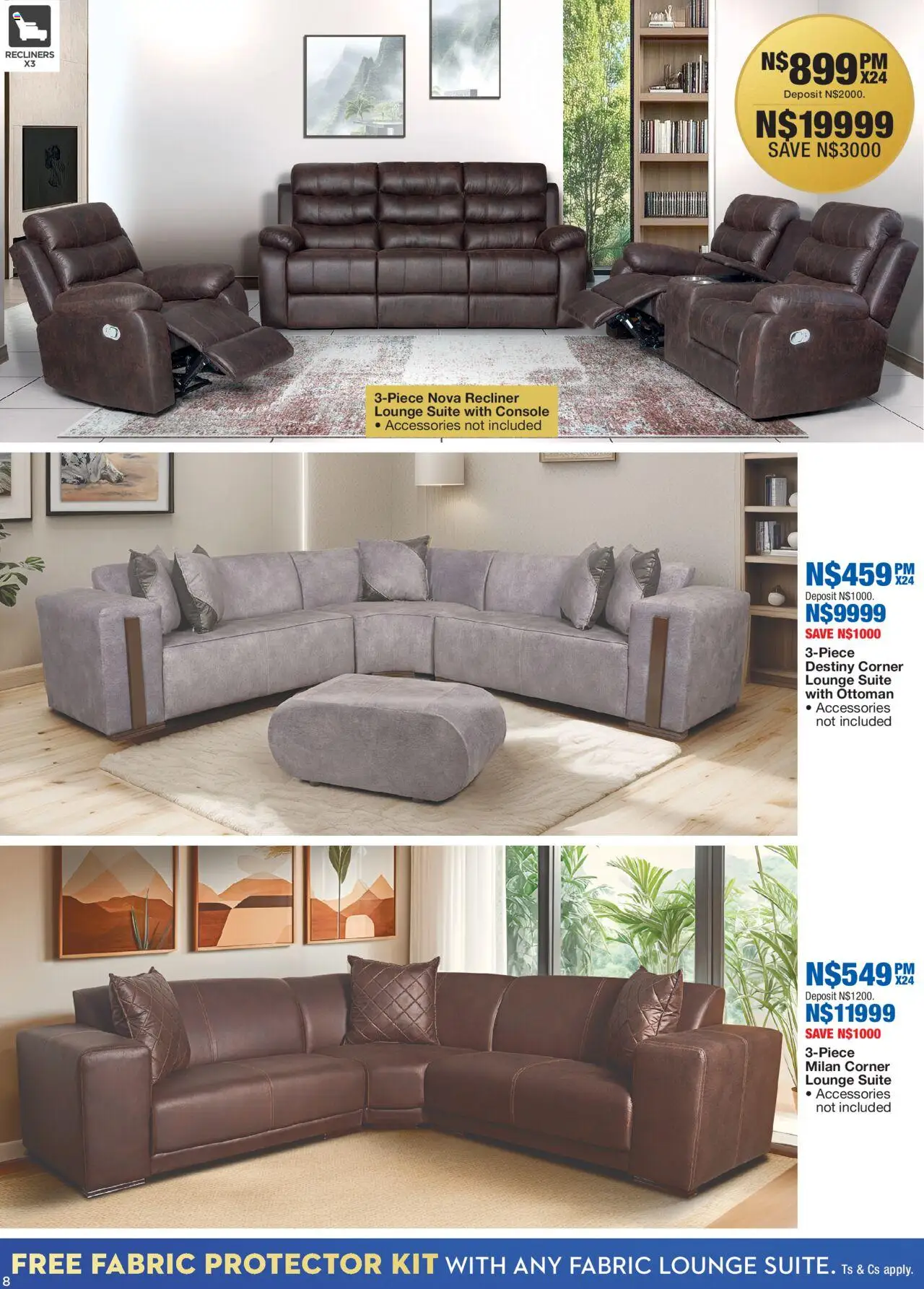 New OK Furniture catalogue – valid from 20.10.2025 | Page: 8 | Products: Lounge suite, Ottoman