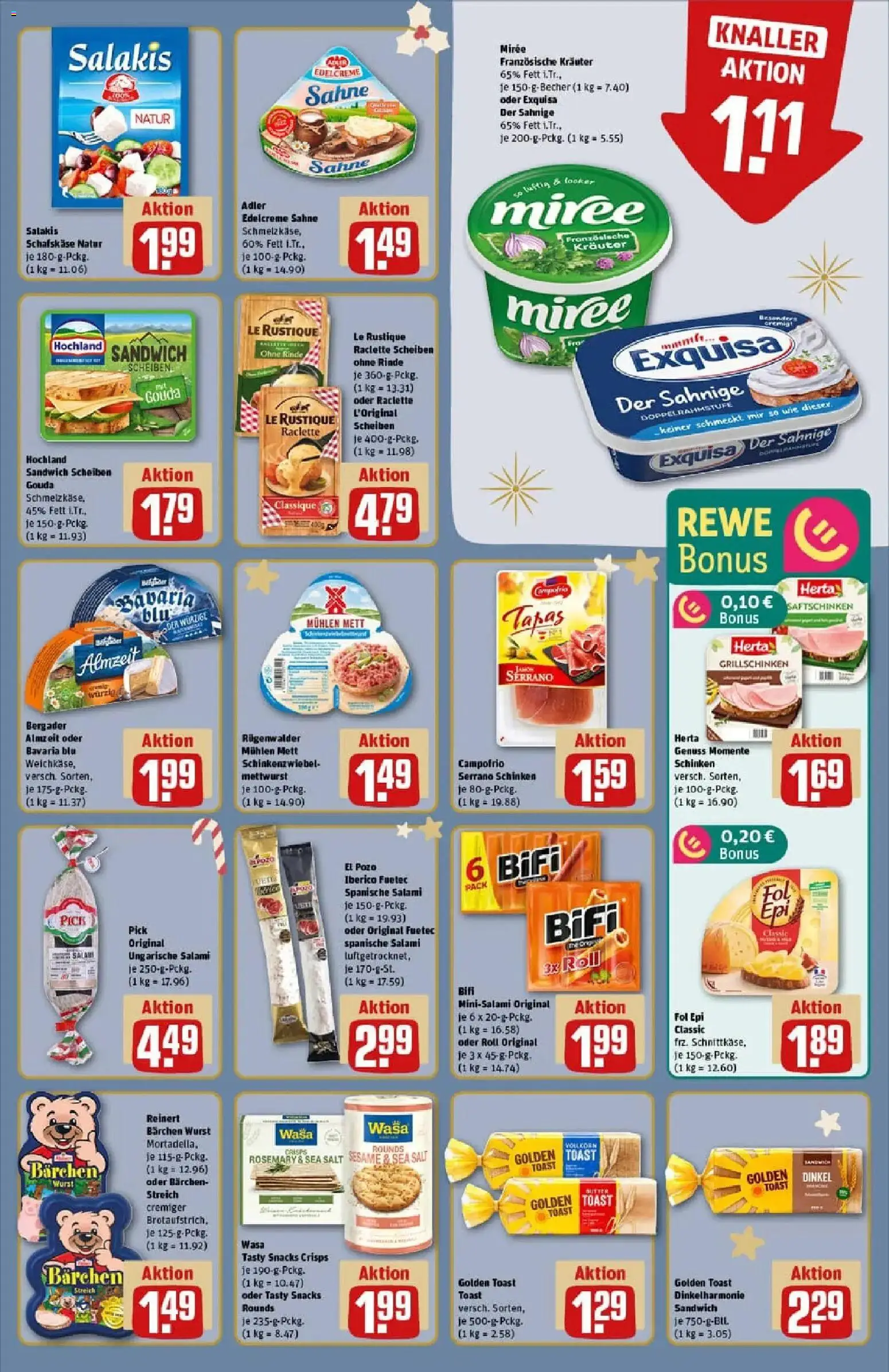 Rewe prospekt Hessisch Lichtenau	 – gültig ab 01.12.2025 | Seite: 11 | Produkte: Butter, Toast, Salami, Serrano schinken