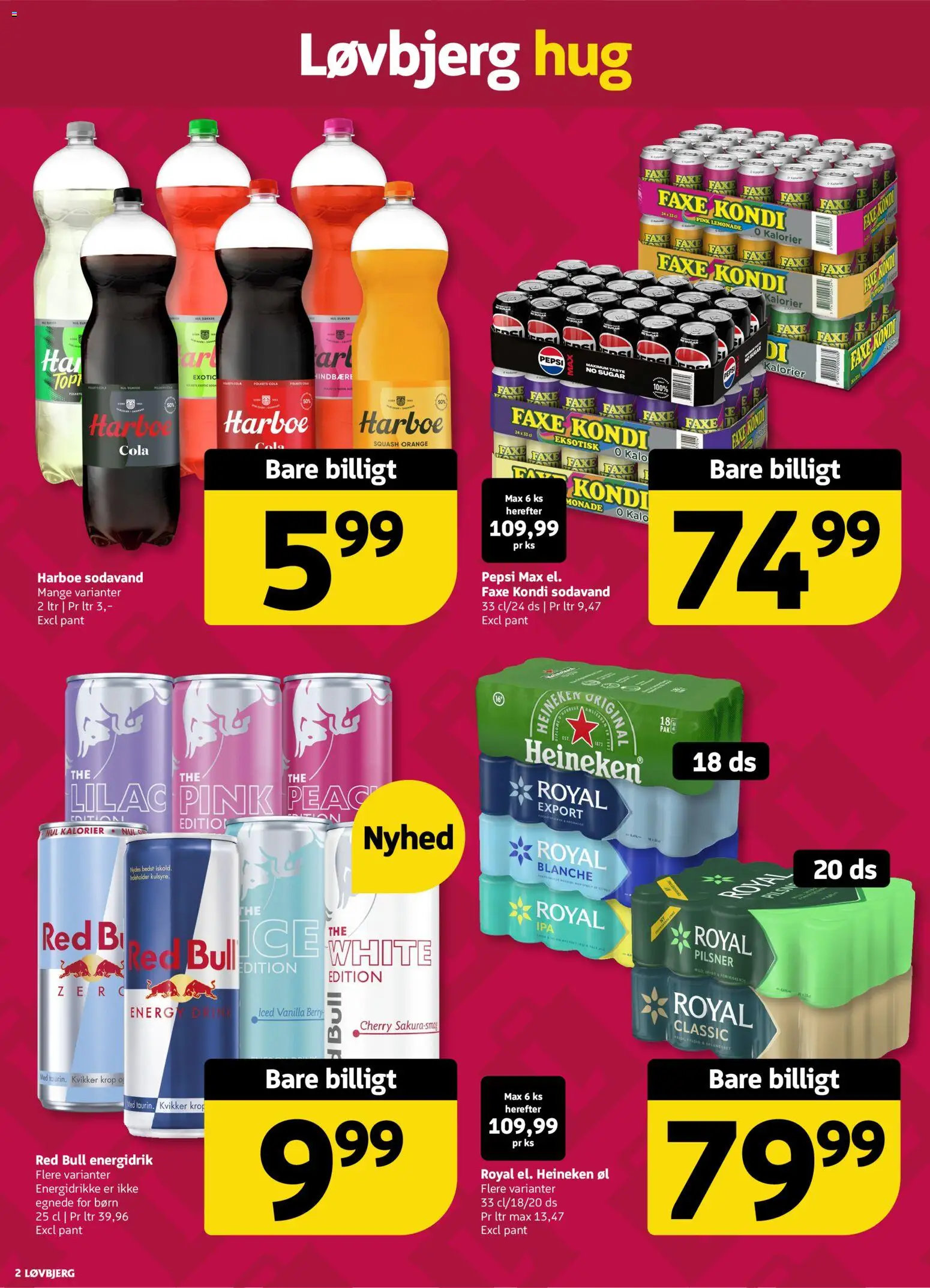 Løvbjerg tilbudsavis – gyldig fra 10.04.2026 | Side: 2 | Produkter: Øl, Energidrikke, Faxe Kondi, Cherry
