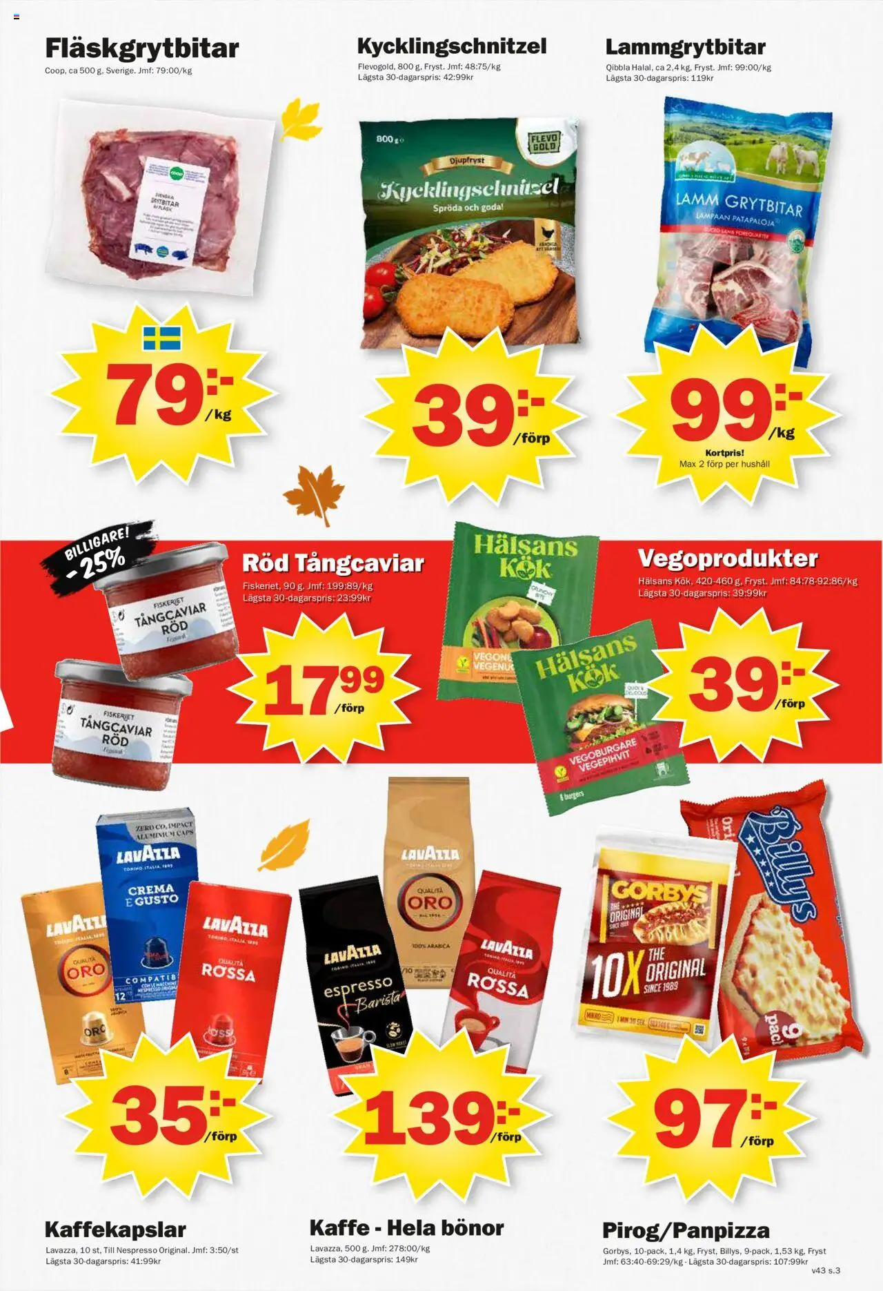 Pekås reklamblad aktuell från 20.10.2025 | Sida: 3 | Produkter: Vegoburgare, Kaffekapslar, Kaffe, Bönor