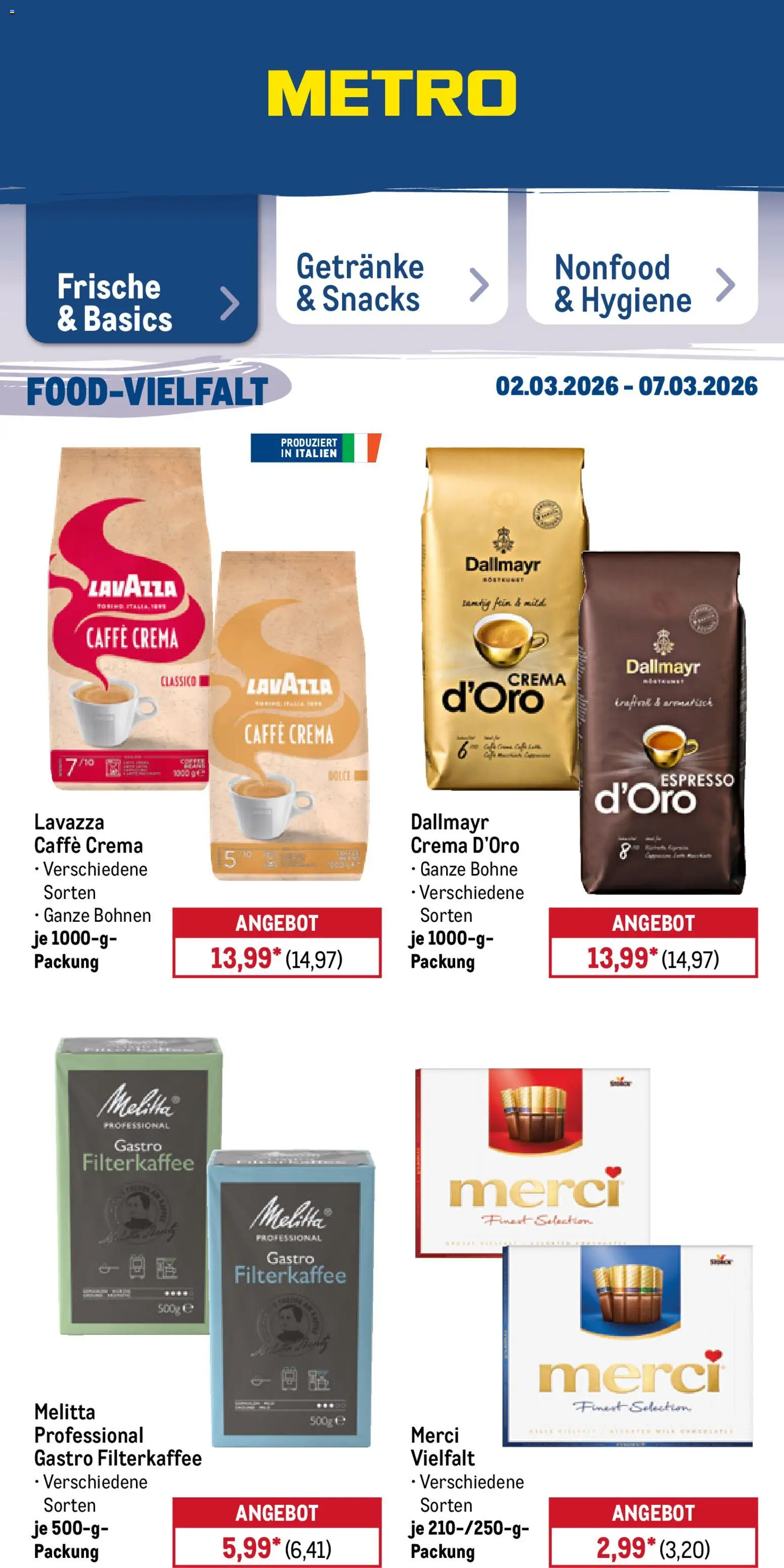 Metro Prospekt 	 – gültig ab 02.03.2026 | Seite: 23 | Produkte: Melitta, Merci, Lavazza, Dallmayr