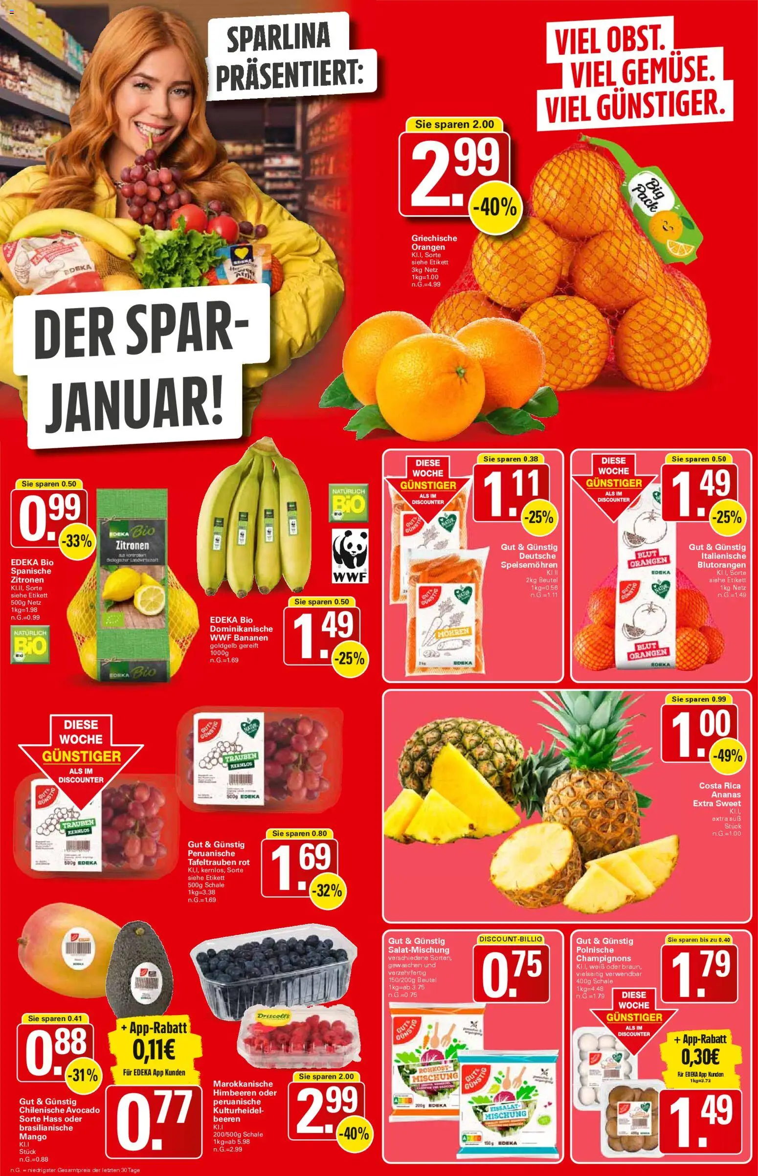 WEZ Prospekt – gültig ab 29.12.2025 | Seite: 4 | Produkte: Trauben, Ananas, Avocado, Champignons