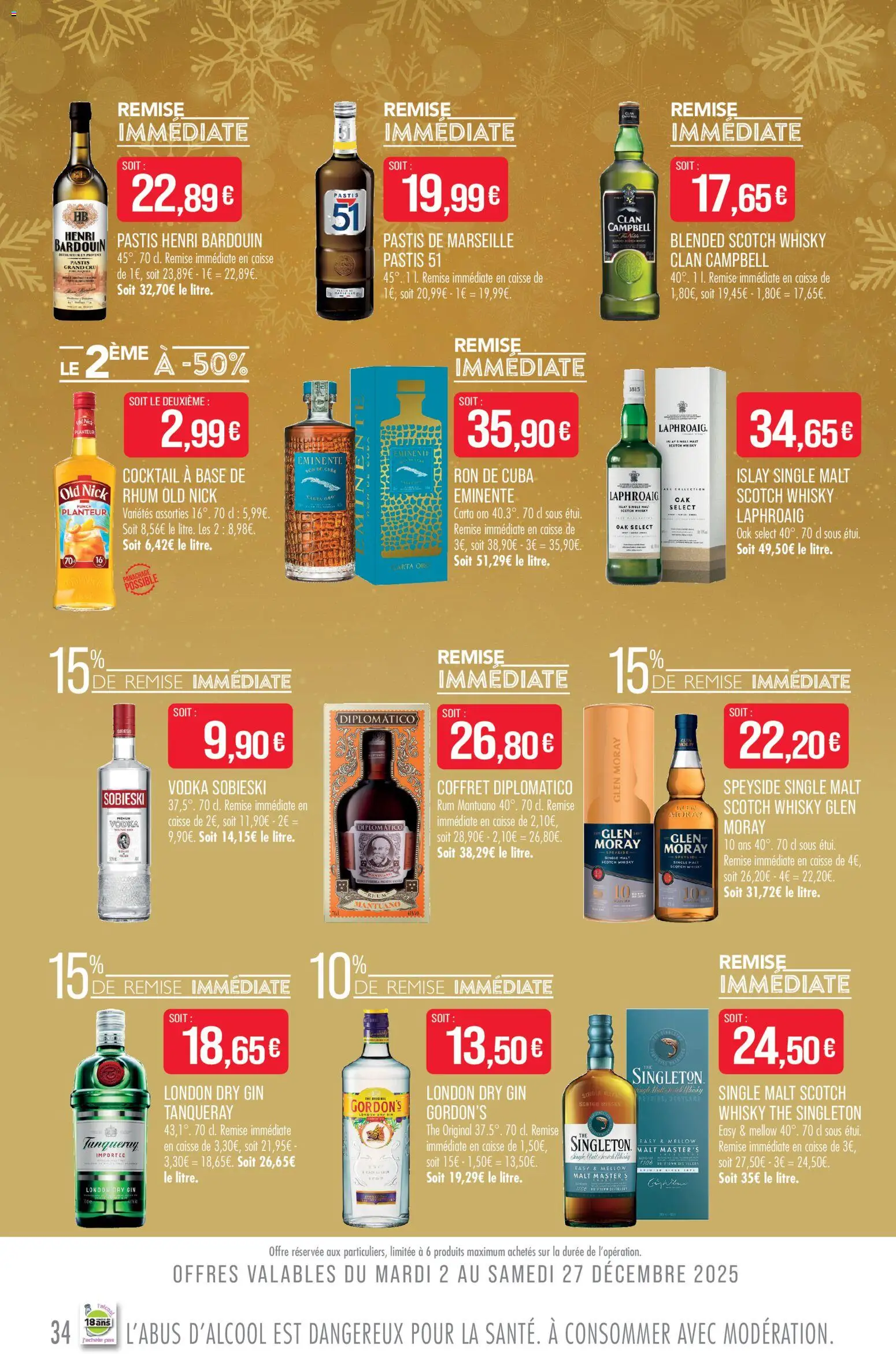 {H1} | Page: 34 | Produits: Vodka, Rhum, Pastis 51, Gin