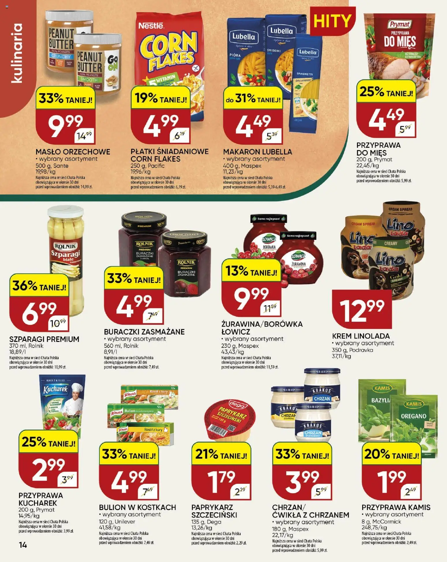Chata Polska gazetka od 12.03.2026 | Strona: 14 | Produkty: Masło orzechowe, Oregano, Chrzan, Masło