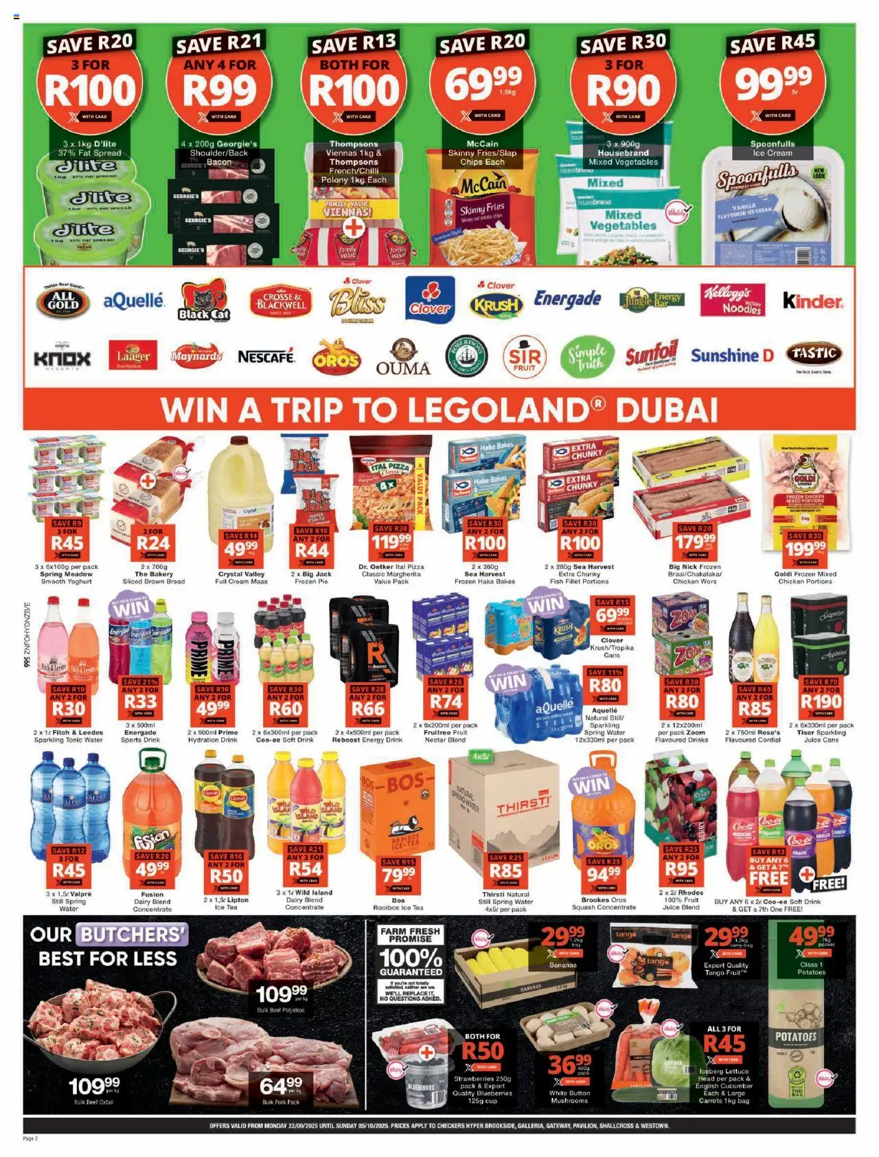 New Checkers catalogue – valid from 22.09.2025 | Page: 2 | Products: Mushrooms, Chicken, Strawberries, Potatoes