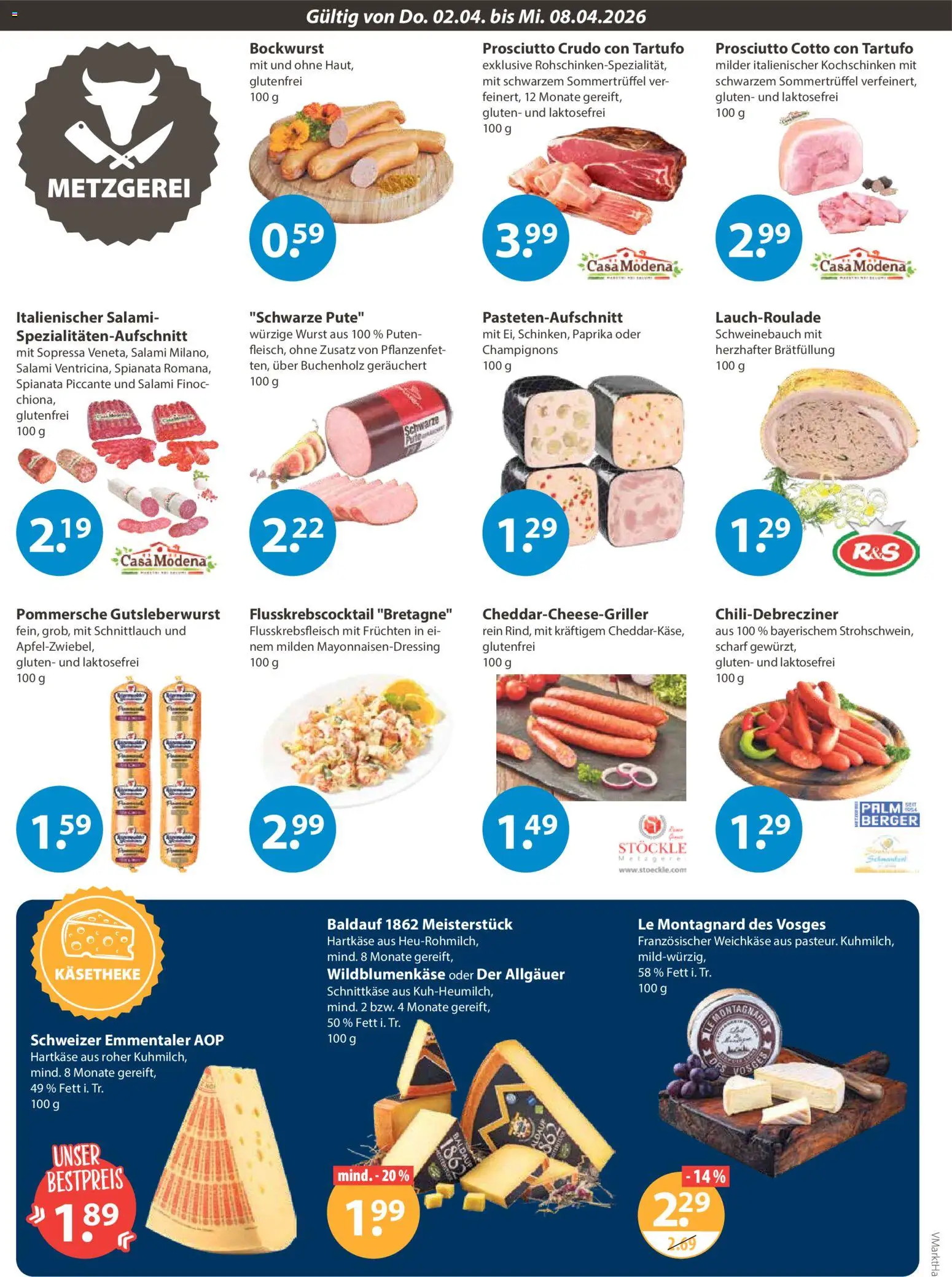 V-Markt Angebote – gültig ab 02.04.2026 | Seite: 2 | Produkte: Bockwurst, Pute, Paprika, Wurst