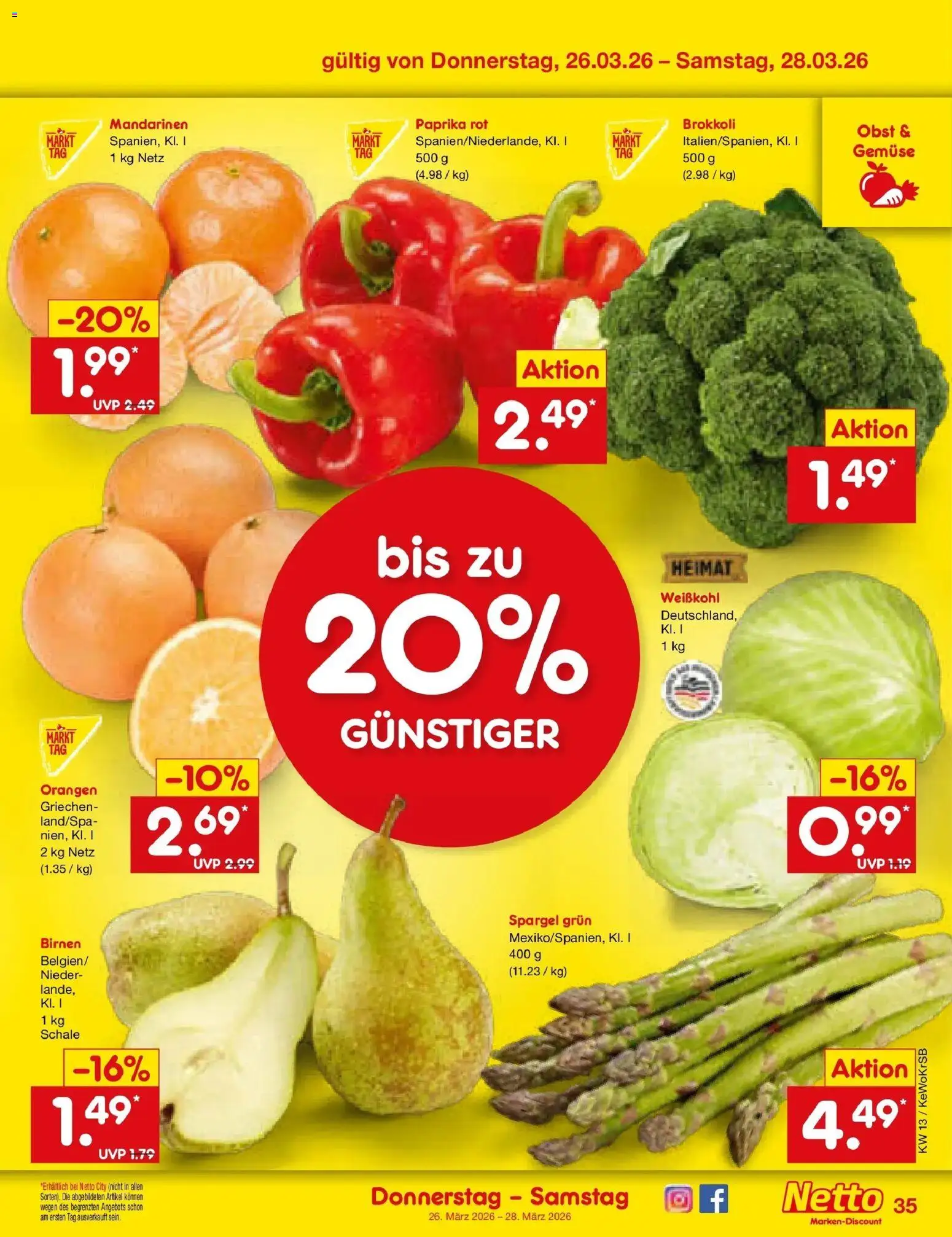Netto Marken-Discount Prospekt Lahnau	 – gültig ab 23.03.2026 | Seite: 49 | Produkte: Paprika rot, Mandarinen, Paprika, Obst