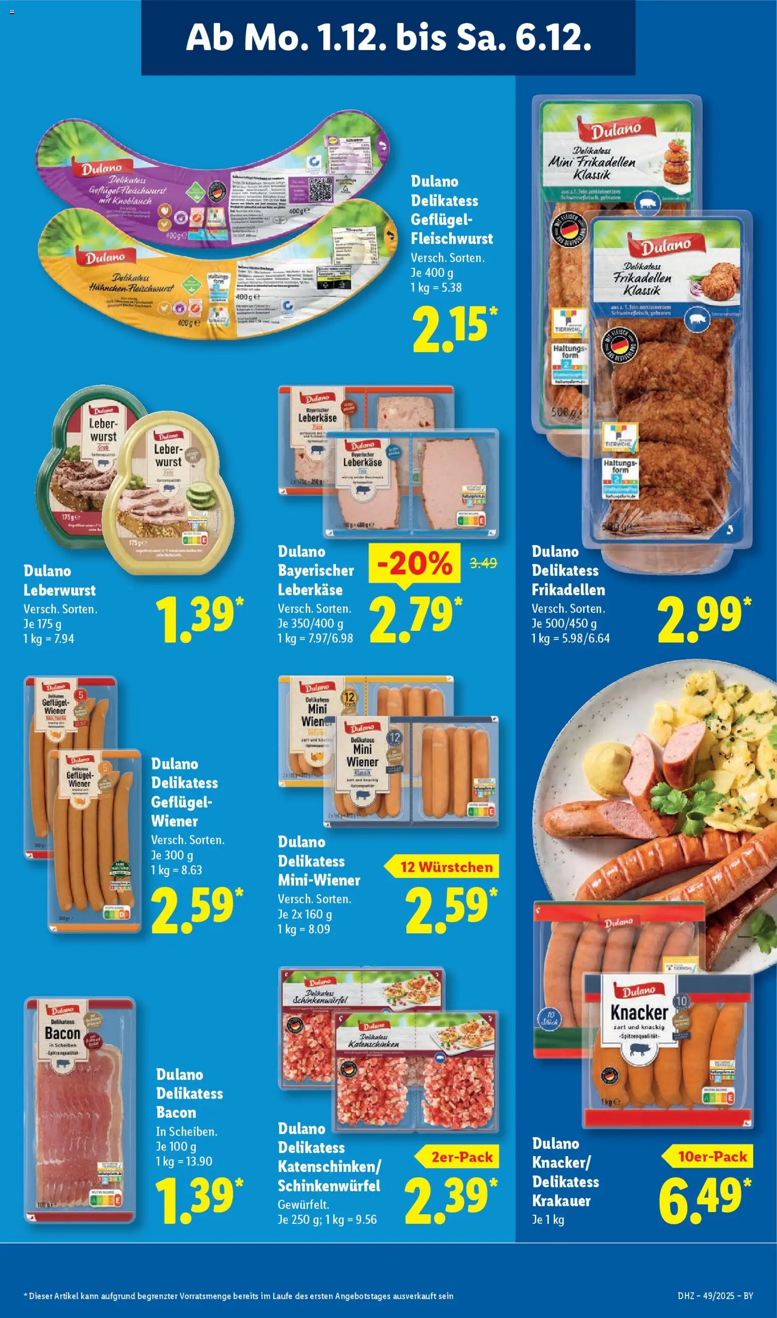 Lidl Prospekt Uffenheim – gültig ab 01.12.2025 | Seite: 21 | Produkte: Wurst, Knoblauch, Leberkase