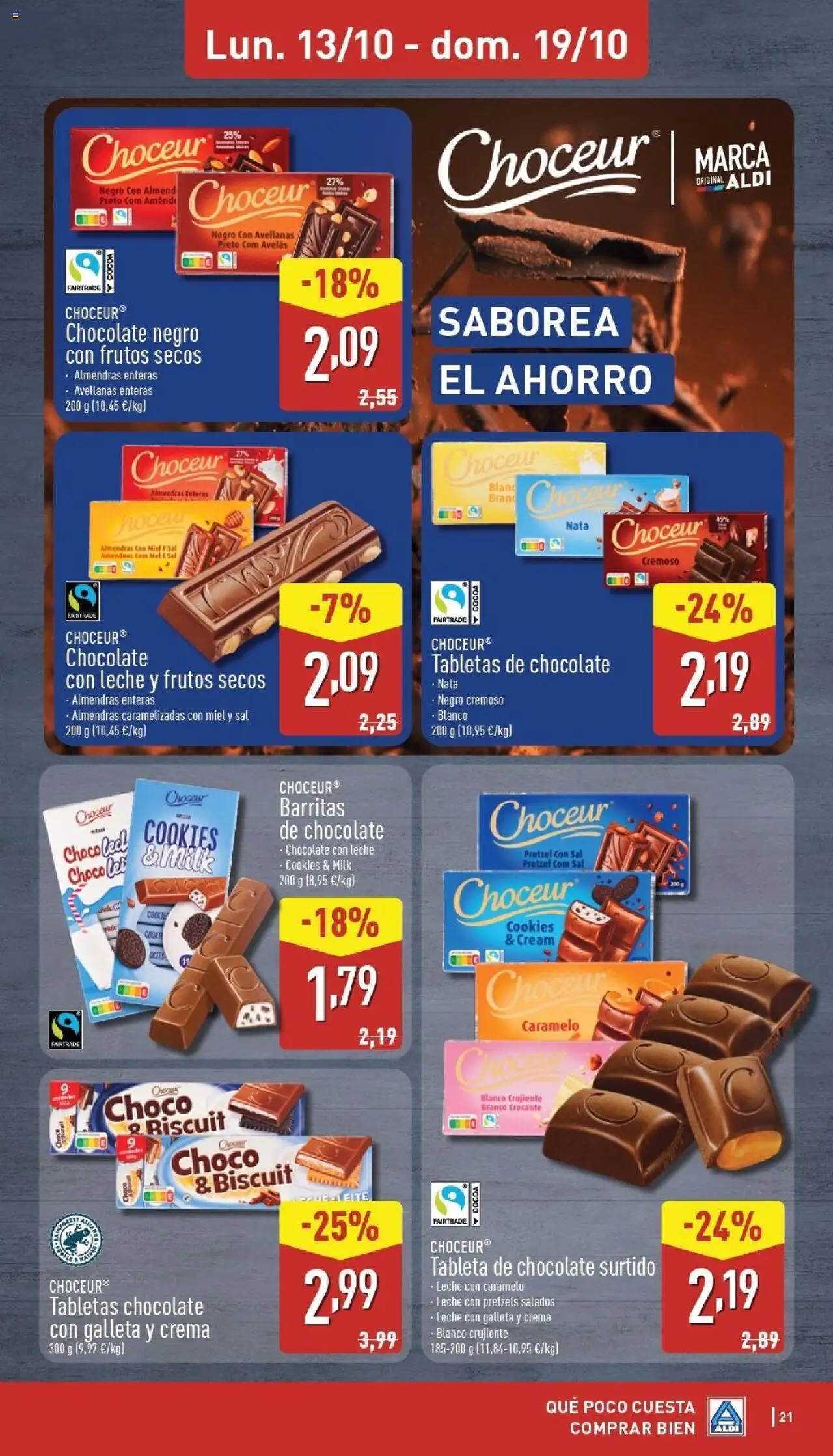 Aldi folleto Península │ válido desde el 13.10.2025 | Página: 21 | Productos: Chocolate, Tableta, Crema, Chocolate con leche