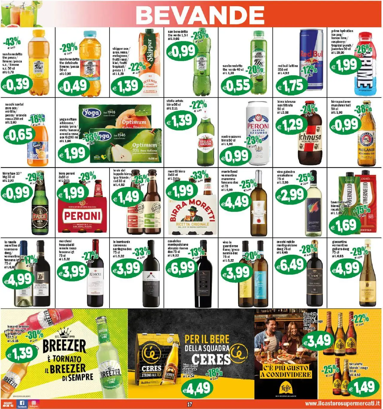 Volantino Il Castoro del 08.10.2025 | Pagina: 17 | Prodotti: Birra, Vino, Ceres, Red Bull