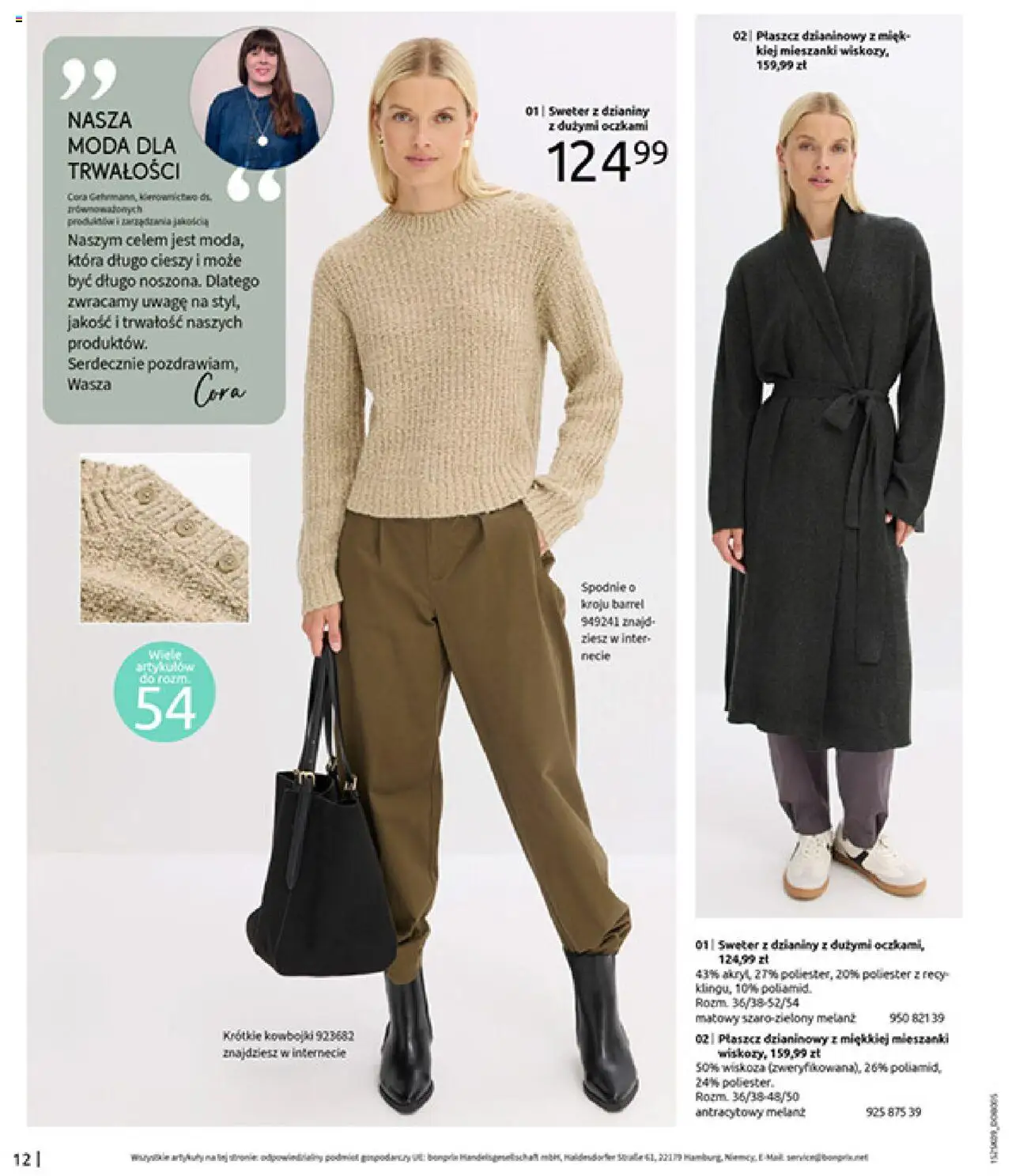 BonPrix Katalog - Przytulny Sezon Przejściowy od 22.09.2025 | Strona: 14 | Produkty: Sweter, Płaszcz, Spodnie