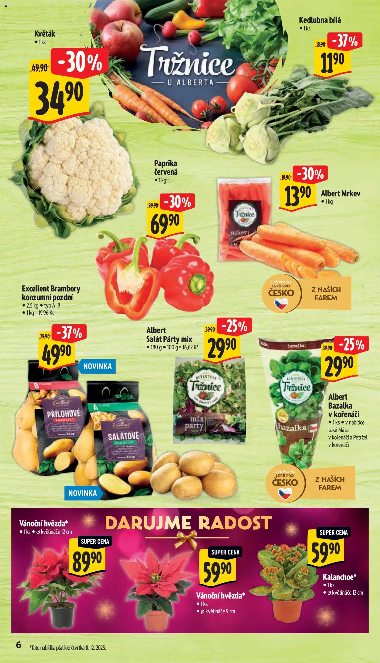 Albert leták - Supermarket od 10.12.2025 | Strana: 11 | Produkty: Květináče, Mrkev, Brambory, Paprika červená