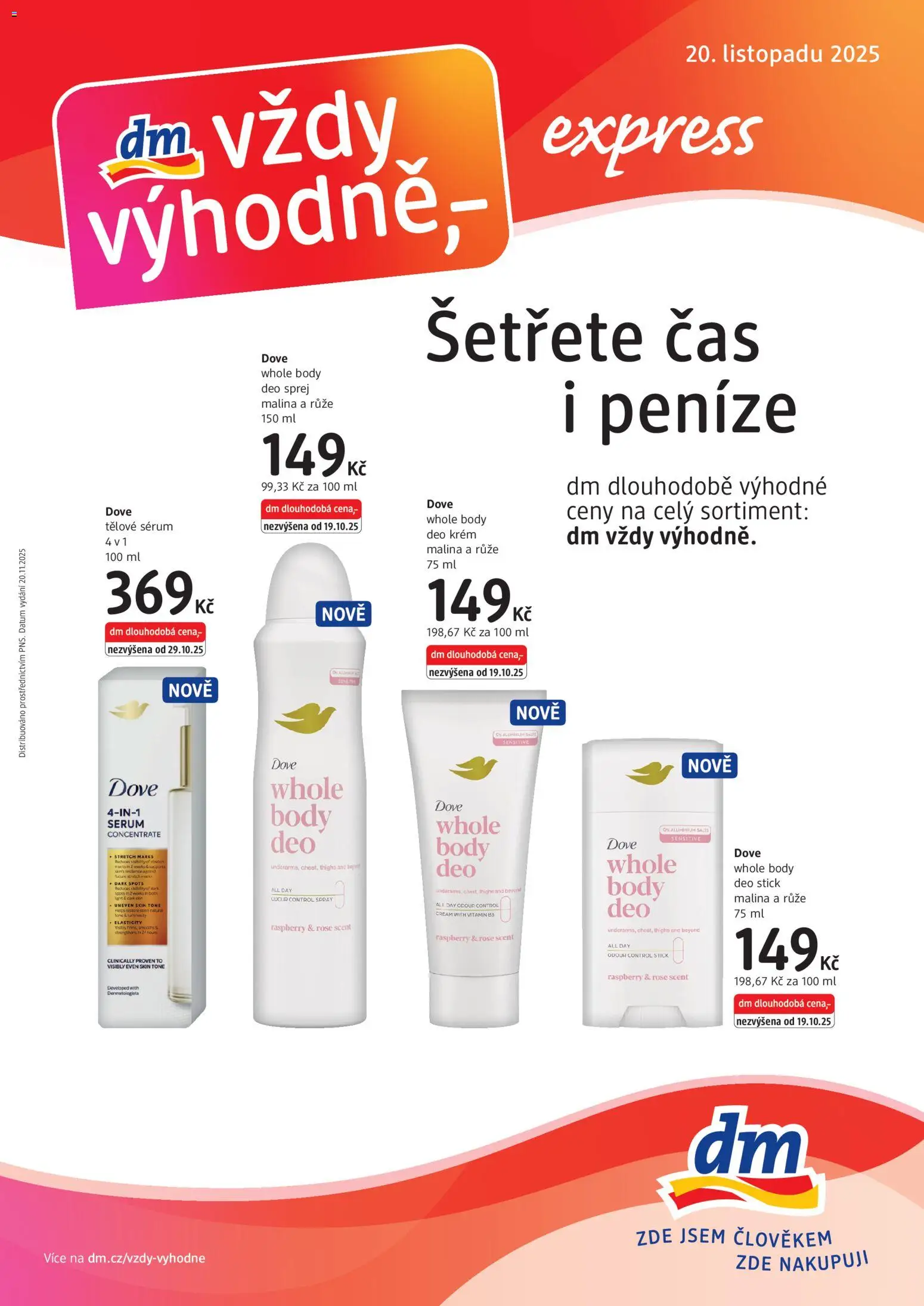 dm drogerie leták - Express od 20.11.2025 | Strana: 1 | Produkty: Sérum, Krém, Dove, Body