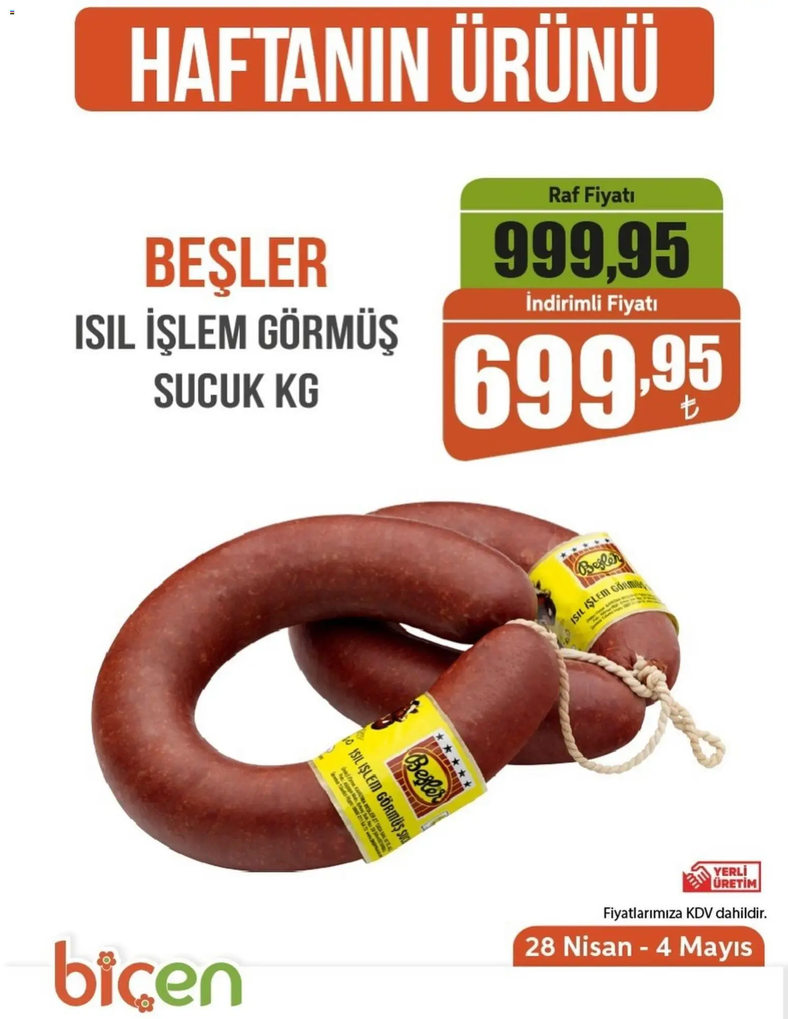 Biçen Market - Haftanın Ürünü - 28.04.2026 tarihinden itibaren geçerlidir | Sayfa: 1 | Ürünler: Raf, Sucuk