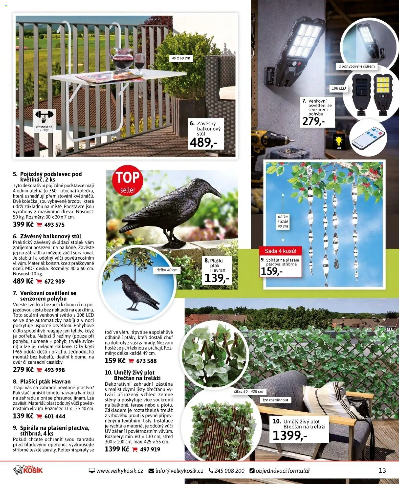 Velký Košík katalog duben 2026 od 01.04.2026 | Strana: 13 | Produkty: Umělý živý plot, Zábradlí, Stolek, Stůl