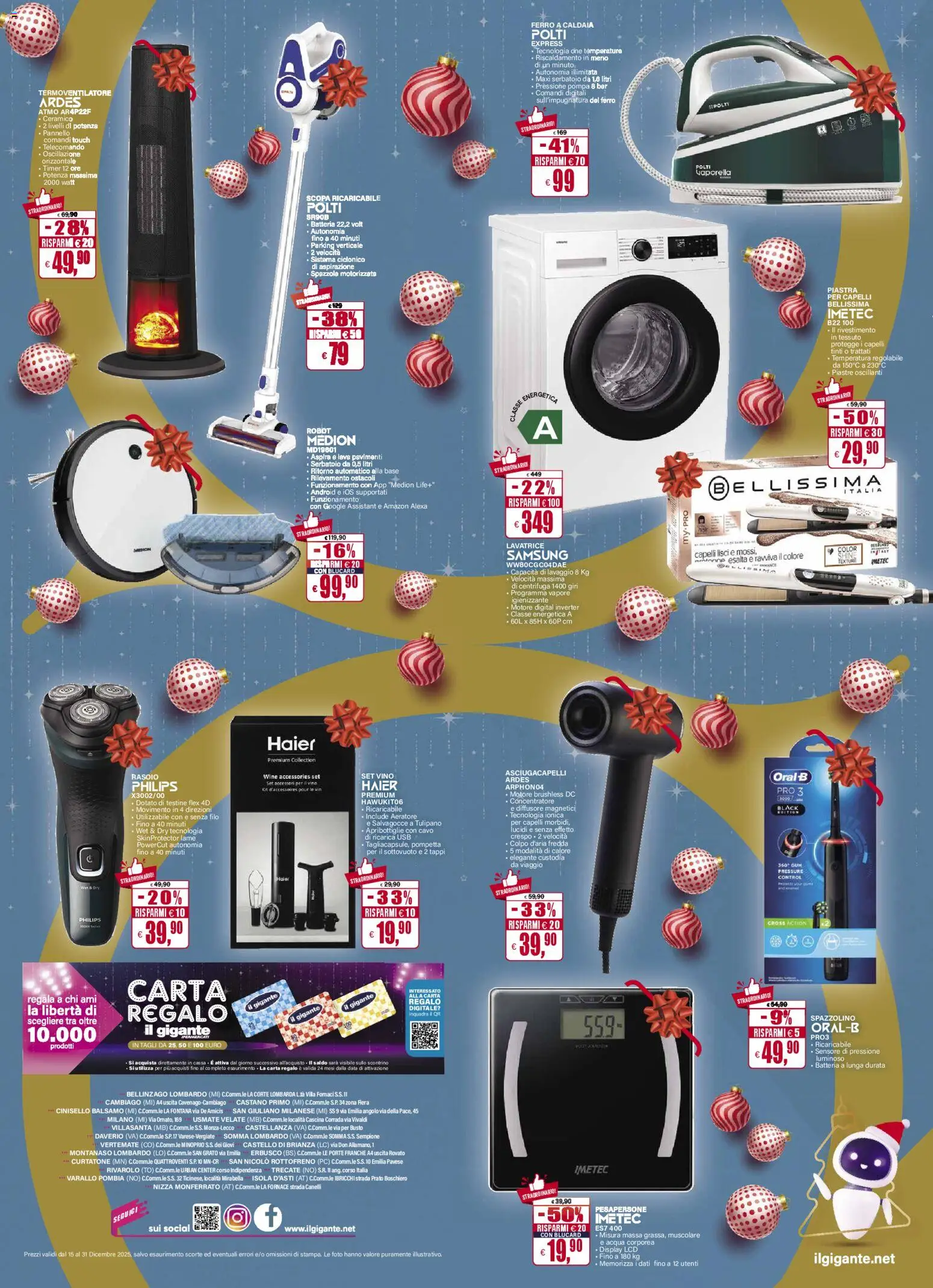 Volantino Il Gigante del 15.12.2025 | Pagina: 4 | Prodotti: Caldaia, Lavatrice, Robot, Batteria