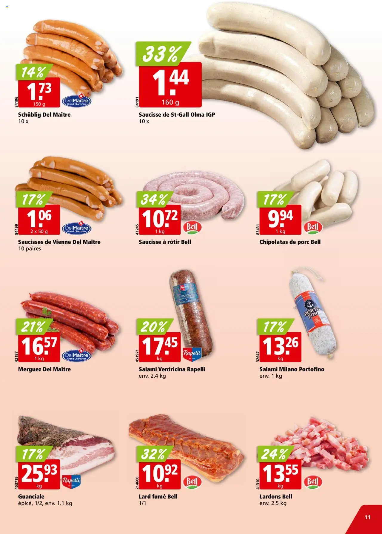 Aligro Aktionen - Chavannes, Matran, Genf, Sitten ab 28.07.2025 | Seite: 11 | Produkte: Salami