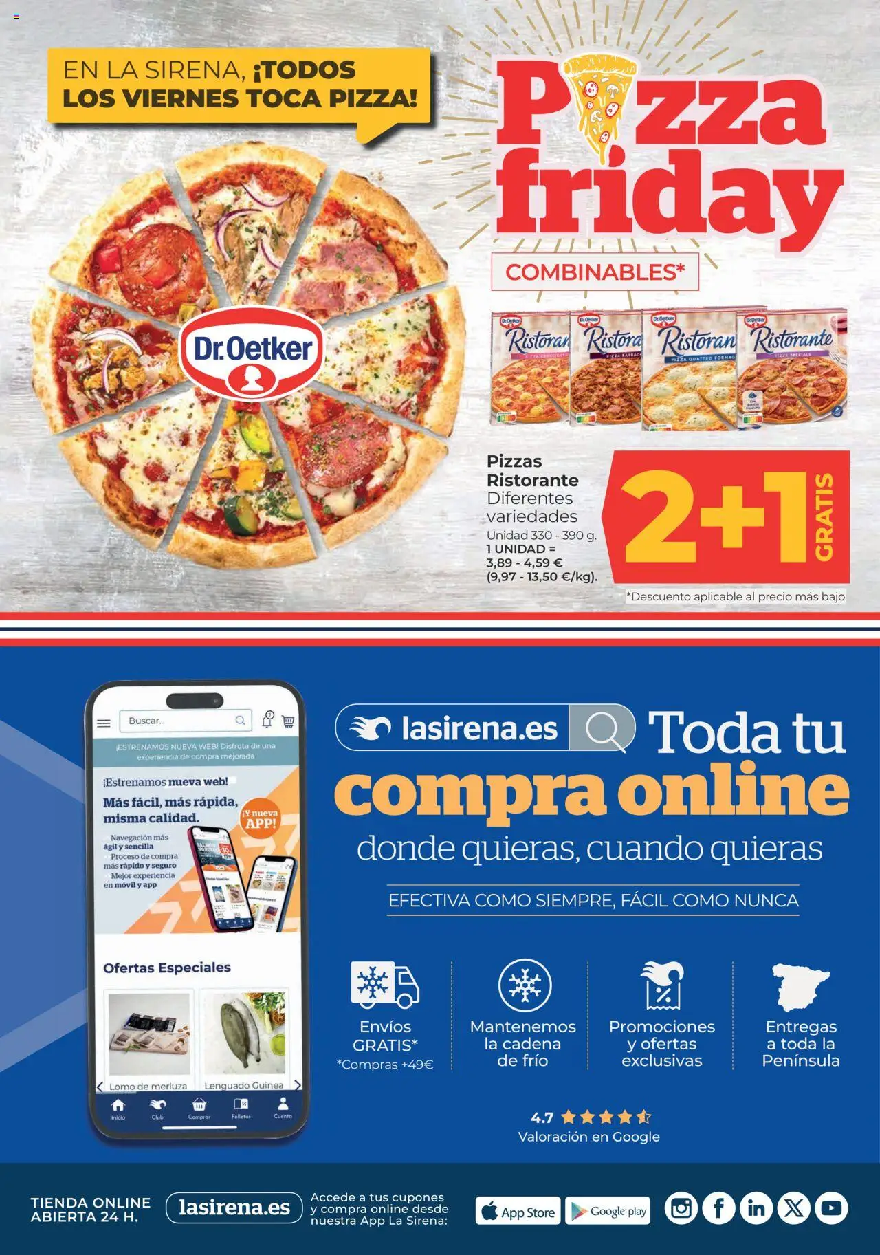 La Sirena folleto │ válido desde el 14.08.2025 | Página: 10 | Productos: Pizza, Navegación
