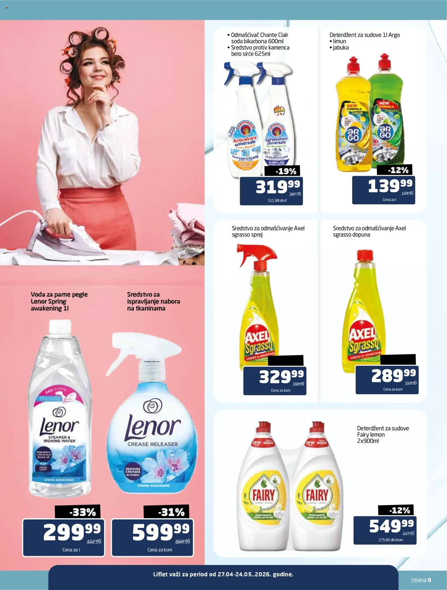 Gomex katalog - važi od 27.04.2026 | Strana: 8 | Proizvode: Deterdžent za sudove, Lenor, Sirće, Limun