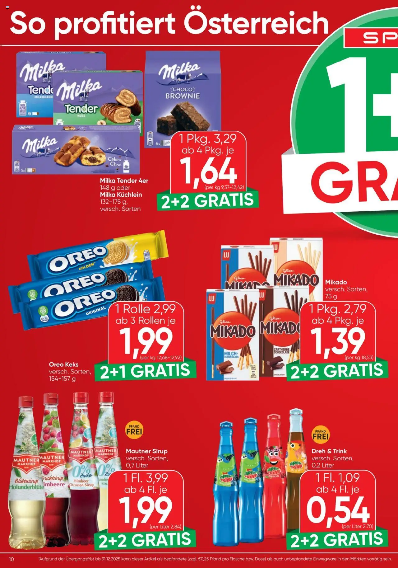Spar Flugblatt gültig ab 31.07.2025 | Seite: 10 | Produkte: Zucker, Milch, Schokolade