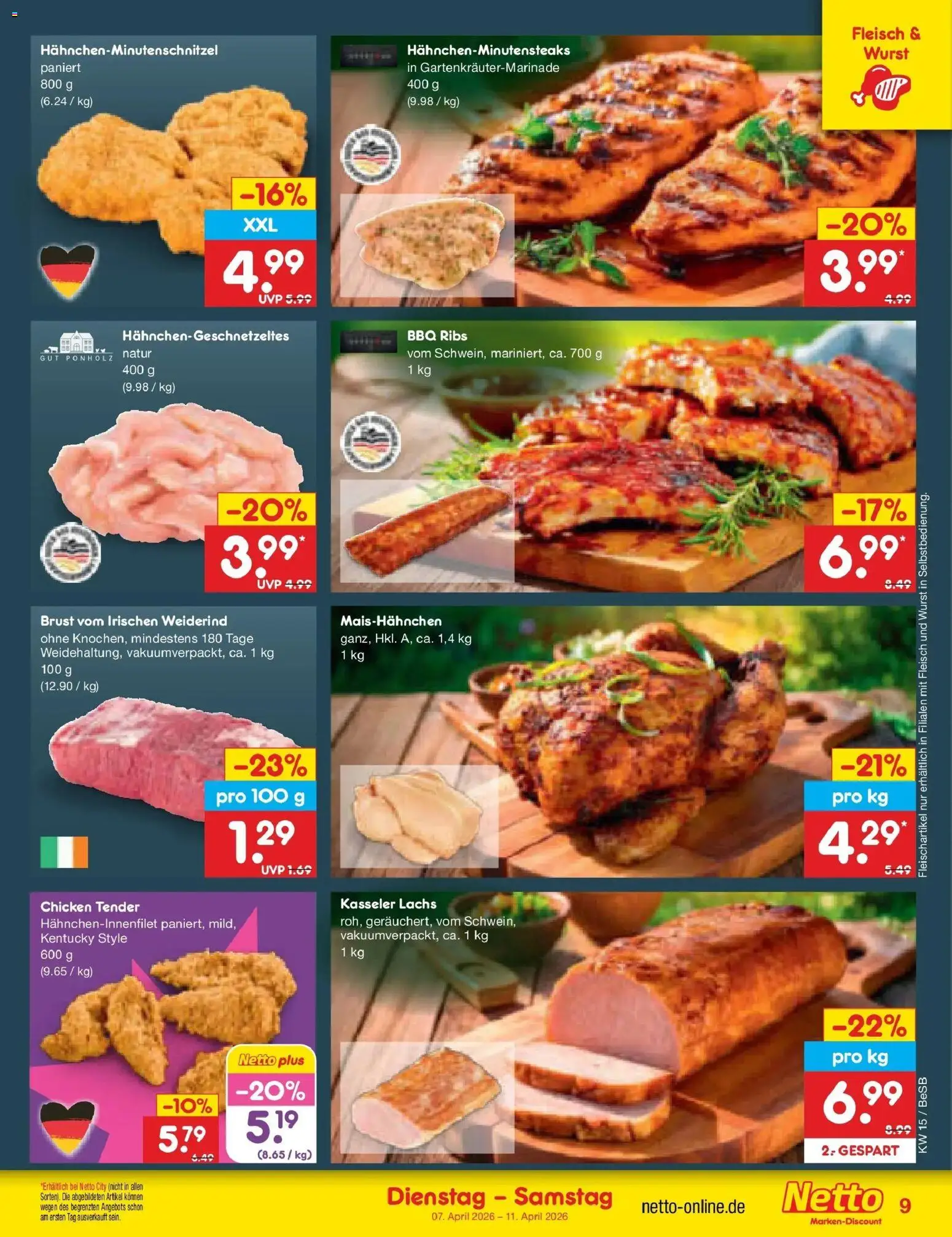 Netto Marken-Discount Prospekt Kremmen	 – gültig ab 05.04.2026 | Seite: 11 | Produkte: Lachs, Wurst, Fleisch