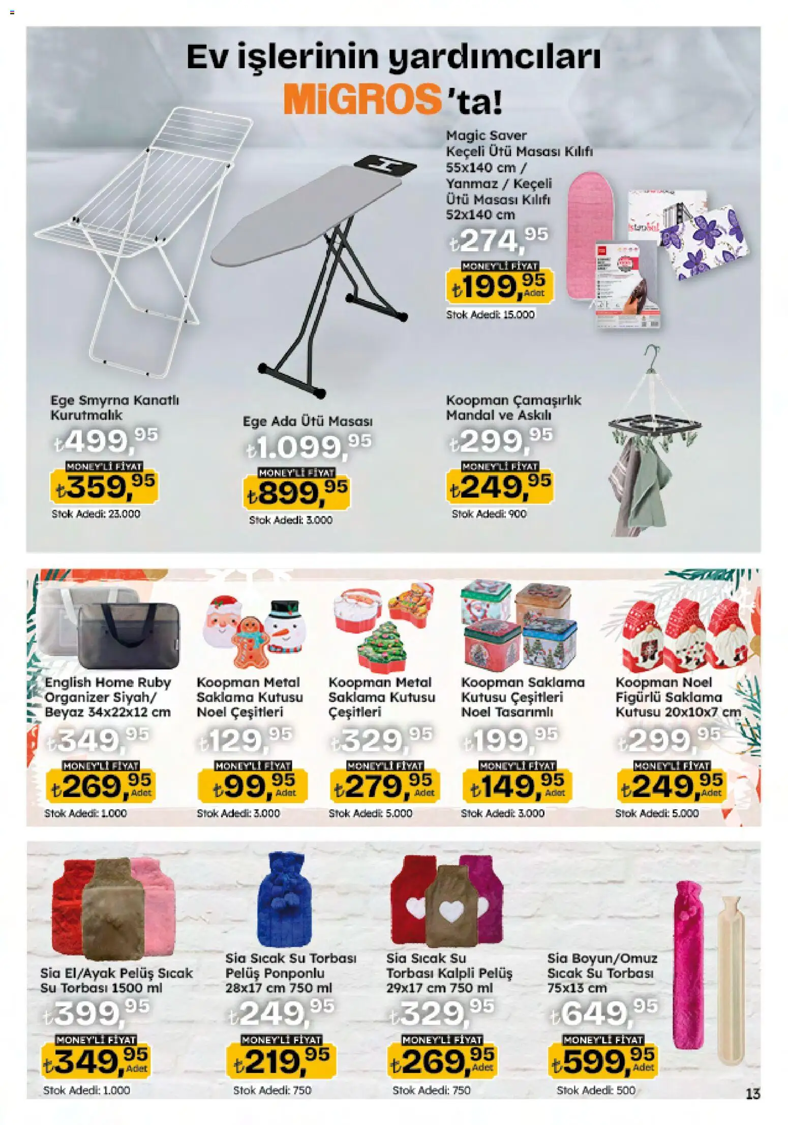 Migros Black Friday - 20.11.2025 tarihinden itibaren geçerlidir | Sayfa: 101 | Ürünler: Ütü masası, Kurutmalık, Sıcak su torbası, Saklama kutusu