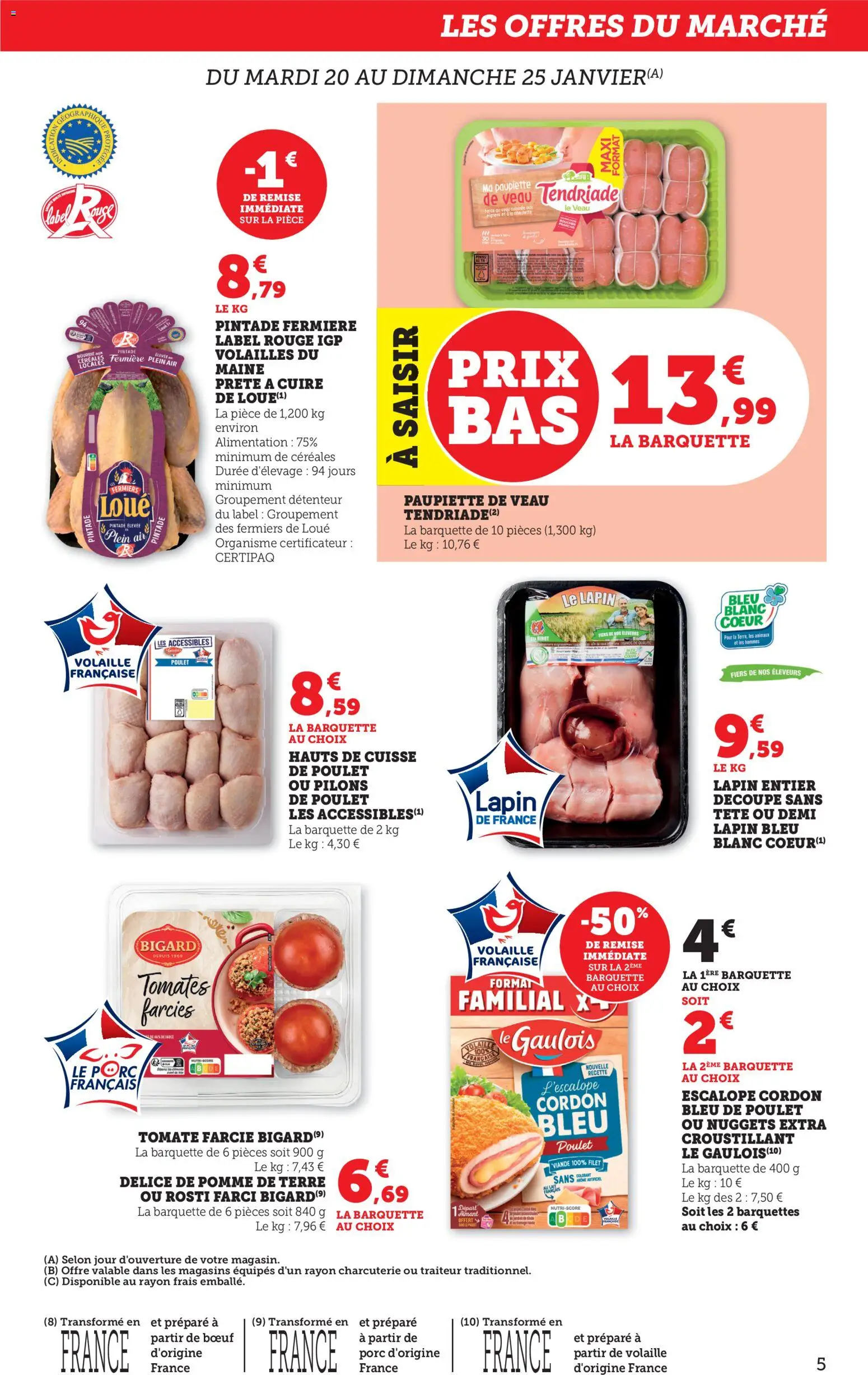 {H1} | Page: 5 | Produits: Pomme, Pintade, Tomates, Céréales