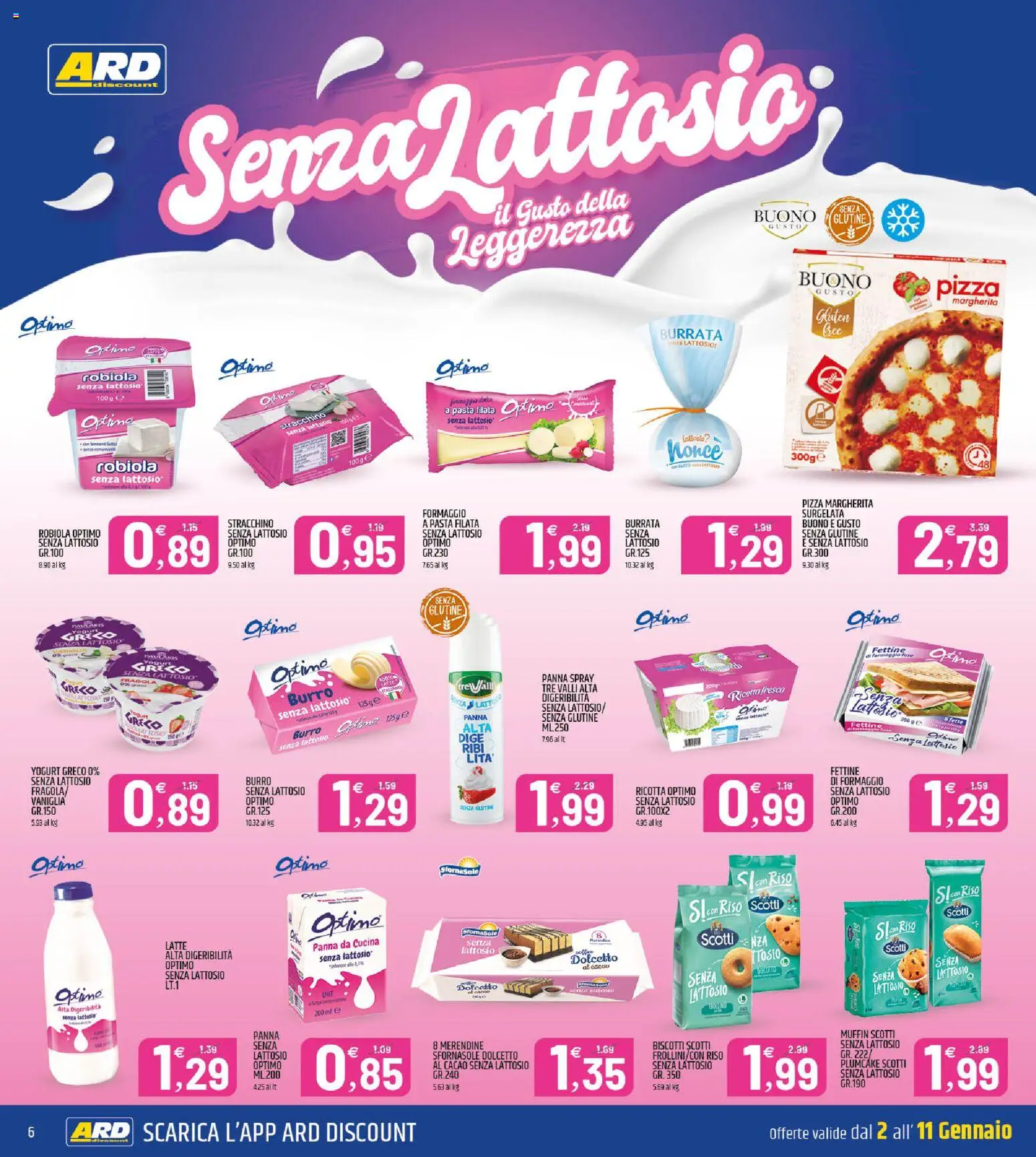 Volantino ARD Discount del 02.01.2026 | Pagina: 6 | Prodotti: Pizza, Panna, Muffin, Cacao