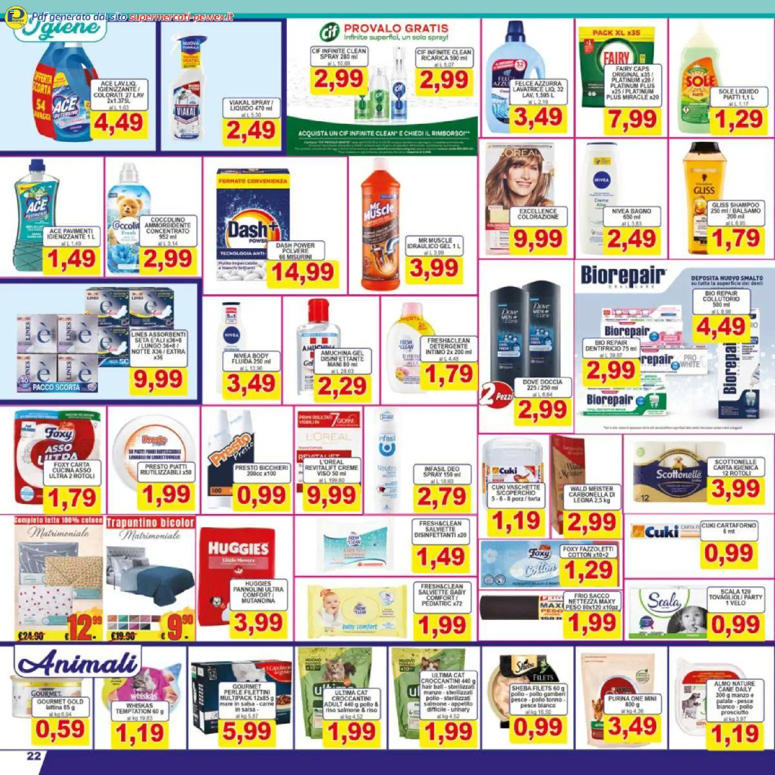 Volantino Pewex del 27.03.2026 | Pagina: 22 | Prodotti: Carta igienica, Manzo, Gamberi, Doccia