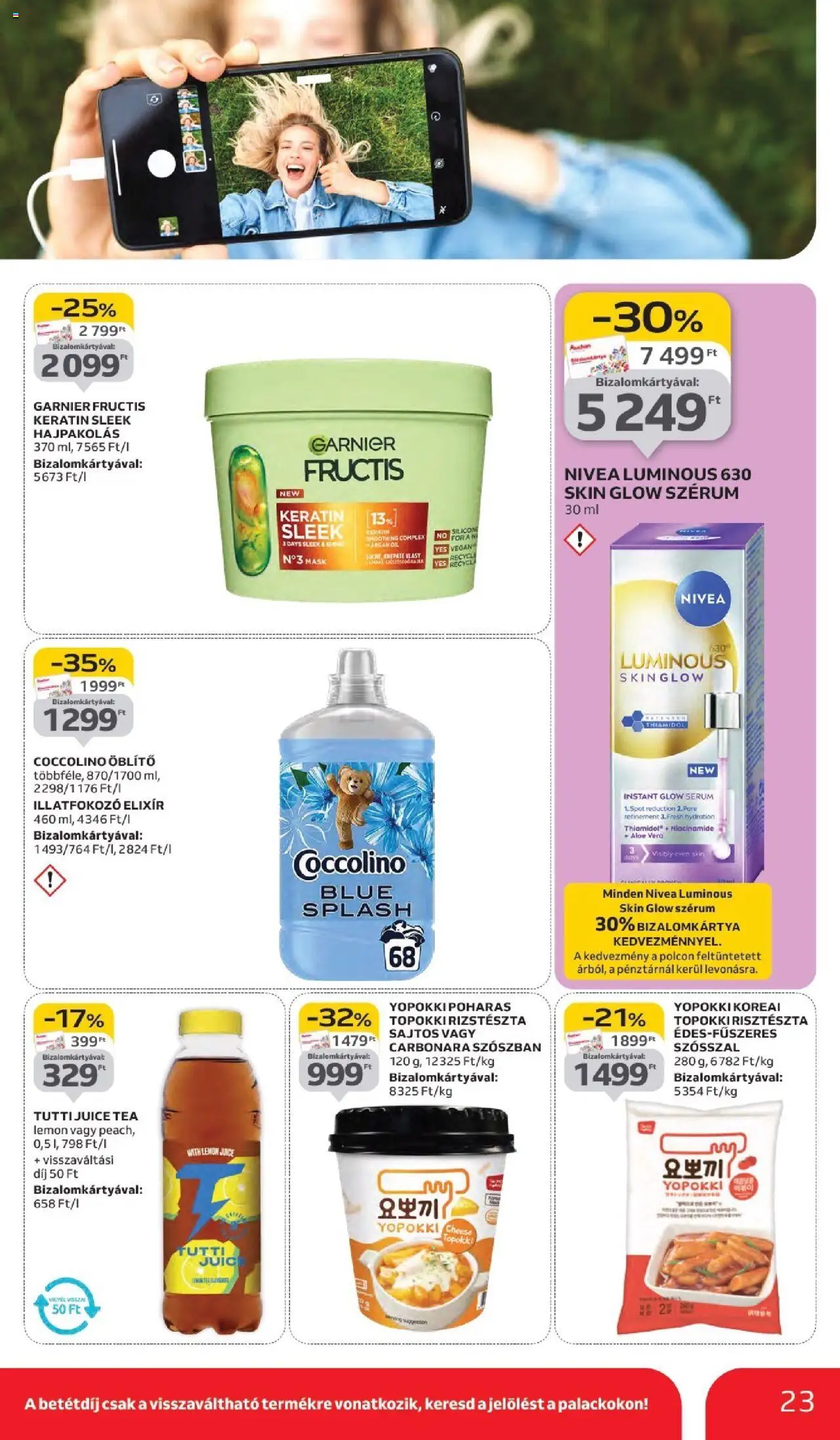 Auchan akciós ujság - amely érvényes a következő dátumtól: 11.09.2025 | Oldal: 23 | Termékek: Coccolino, Hajpakolás, Öblítő, Tea