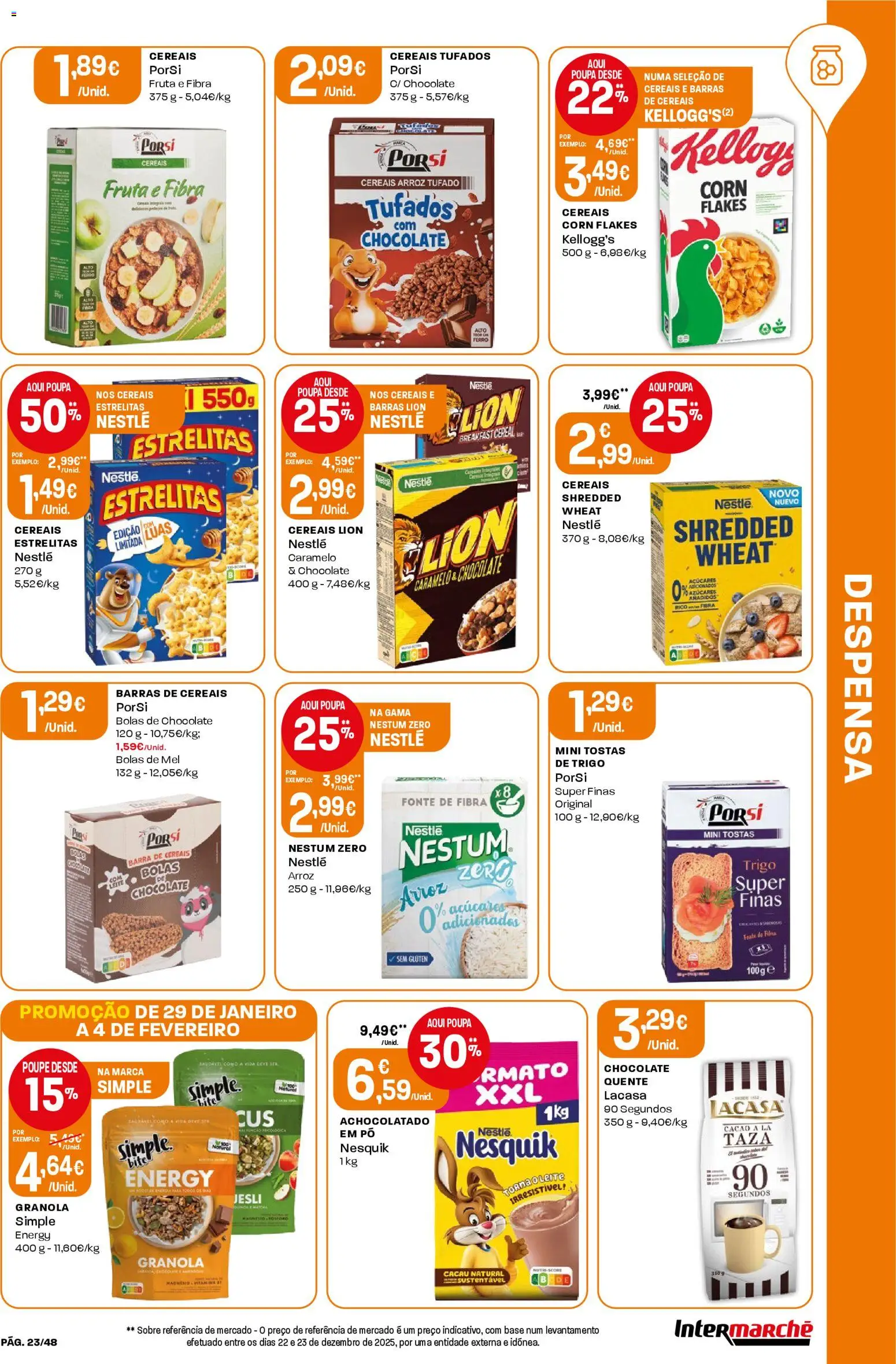 Intermarché folheto │ válido de 29.01.2026 | Página: 23 | Produtos: Barras de cereais, Granola, Pó, Cereais