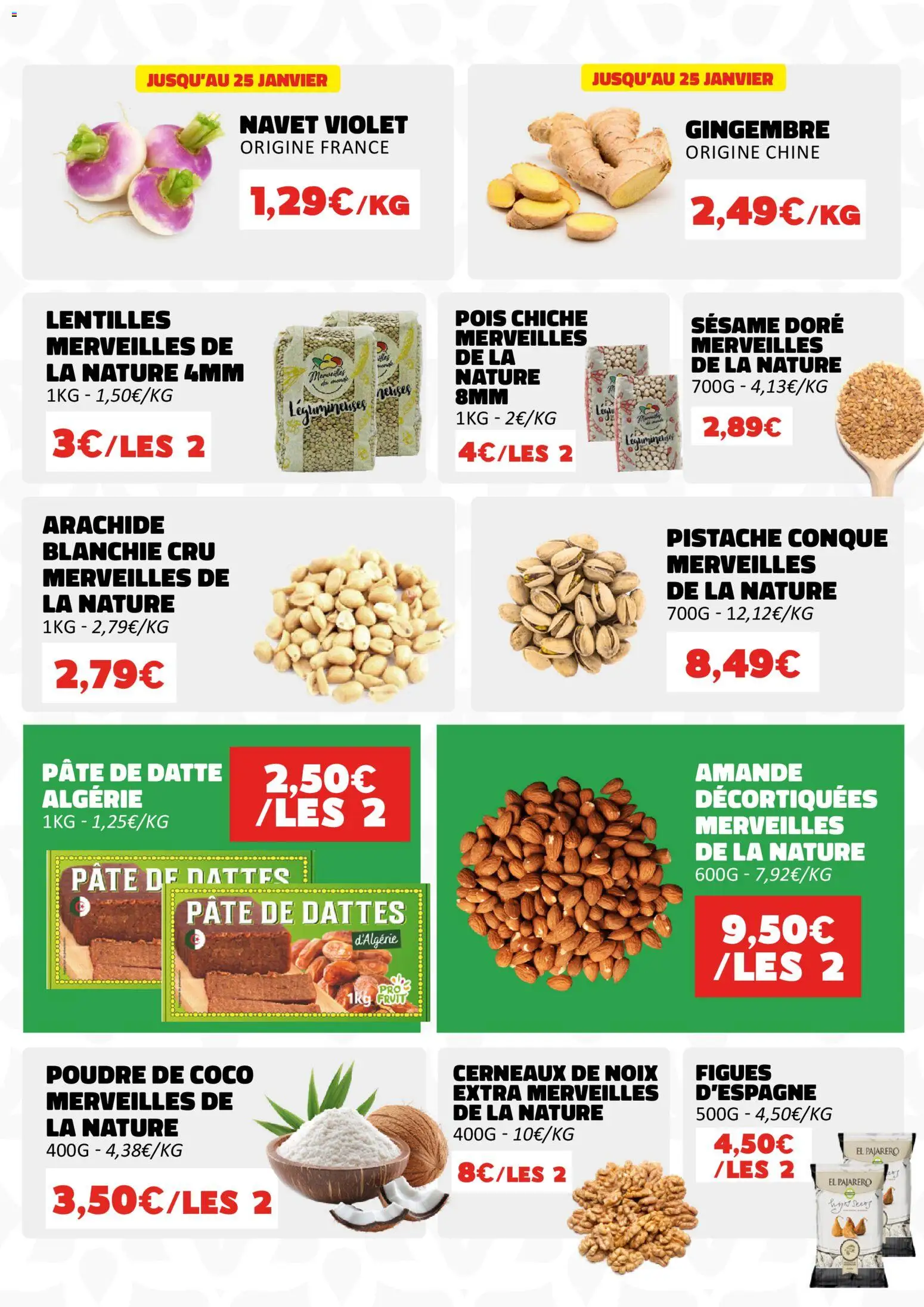 {H1} | Page: 2 | Produits: Dattes, Navet, Gingembre, Pois chiche