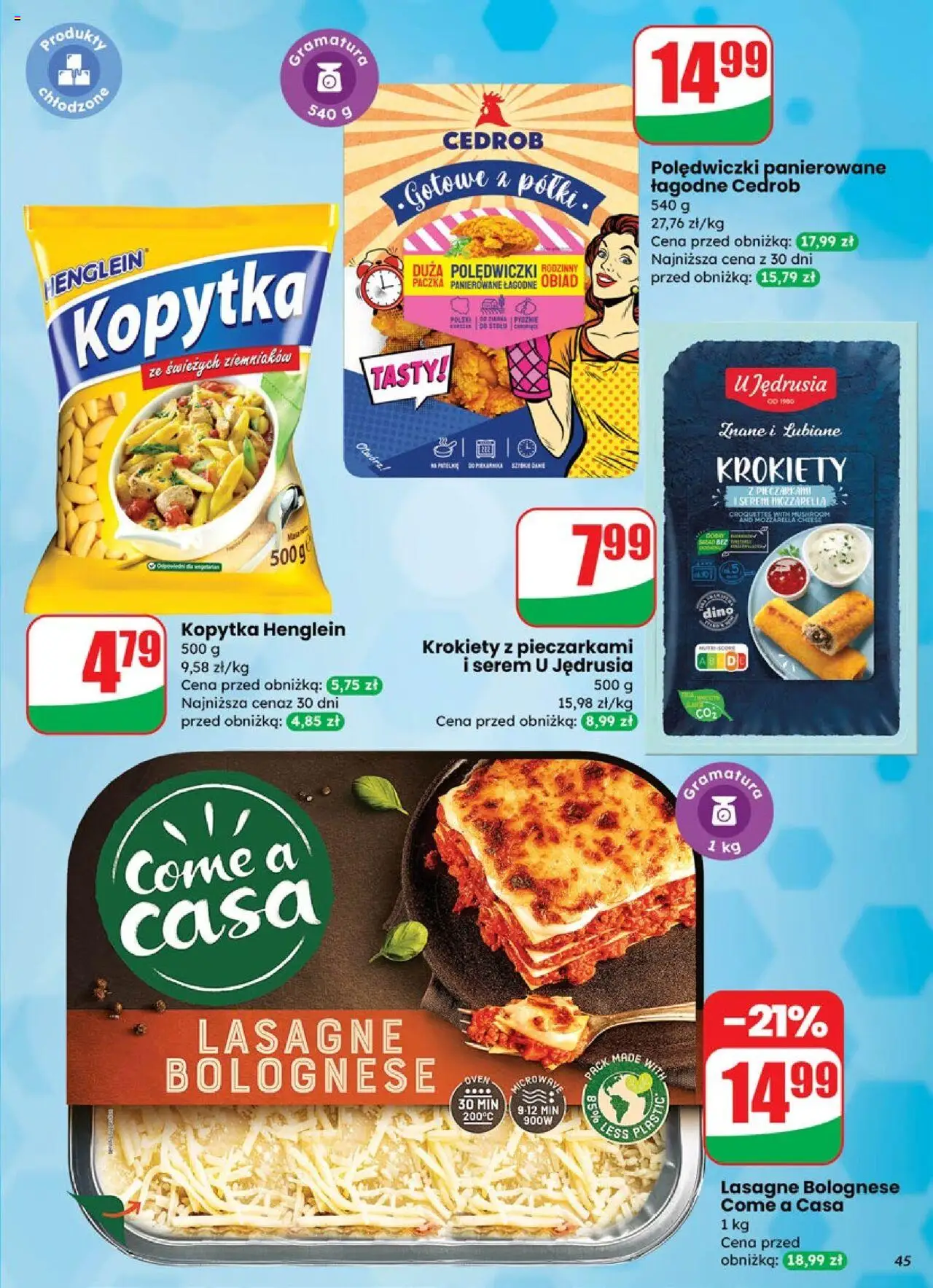 Dino Gazetka od 17.09.2025 | Strona: 45 | Produkty: Krokiety, Lasagne, Mozzarella, Kopytka