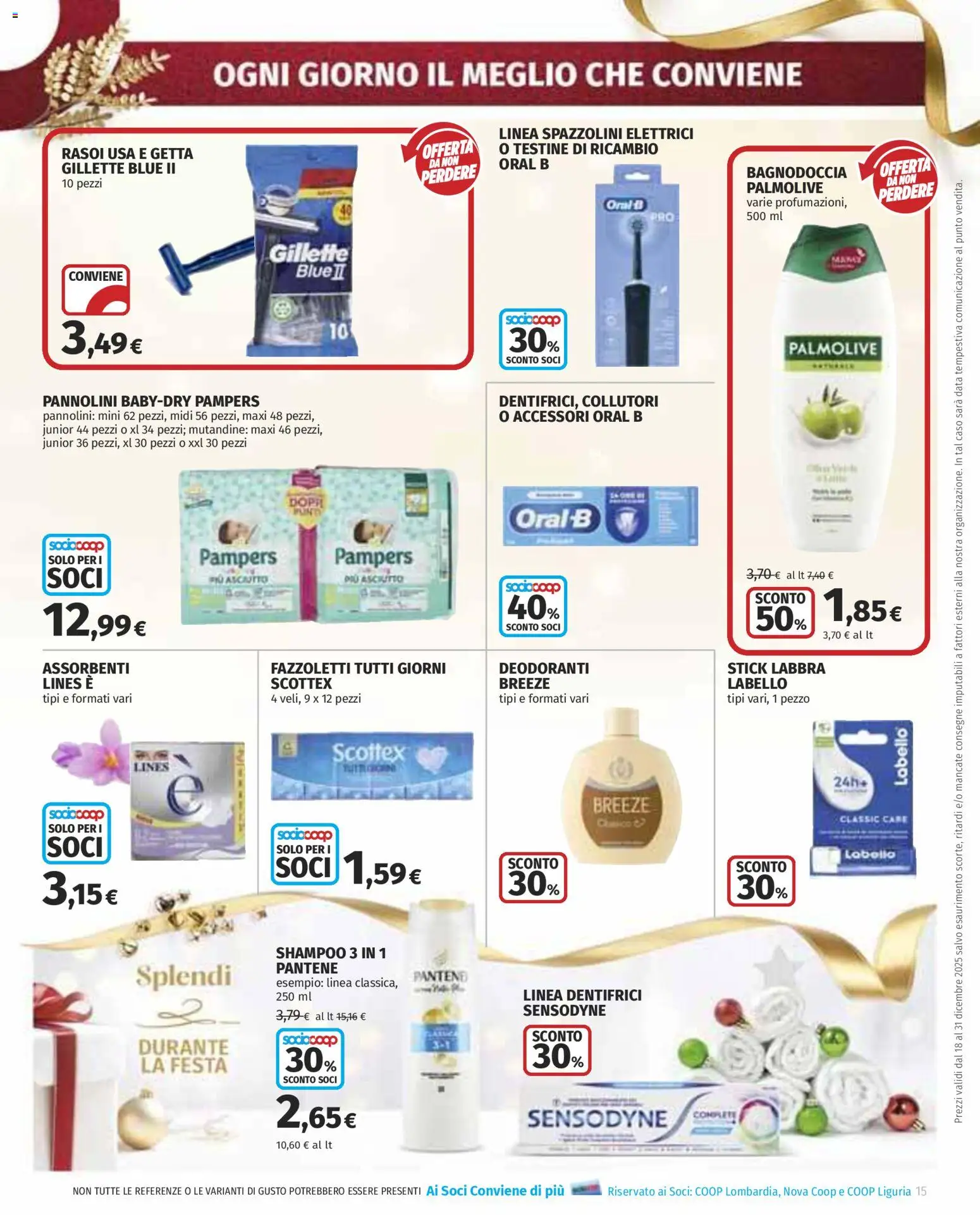 Volantino COOP del 18.12.2025 | Pagina: 15 | Prodotti: Shampoo, Pannolini, Fazzoletti, Data