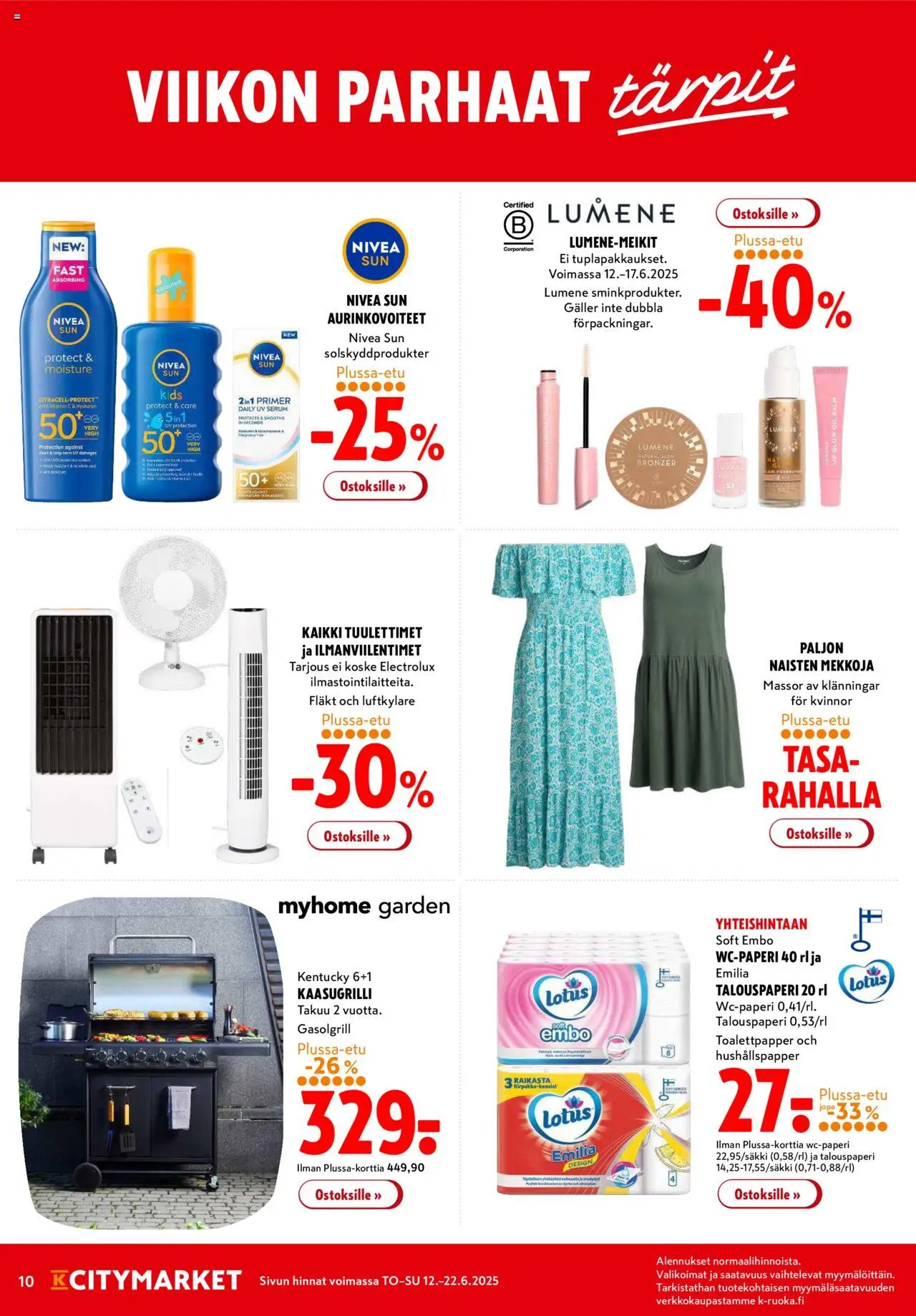  | Sivu: 10 | Tuotteet: Kaasugrilli, Wc-paperi, Bronzer