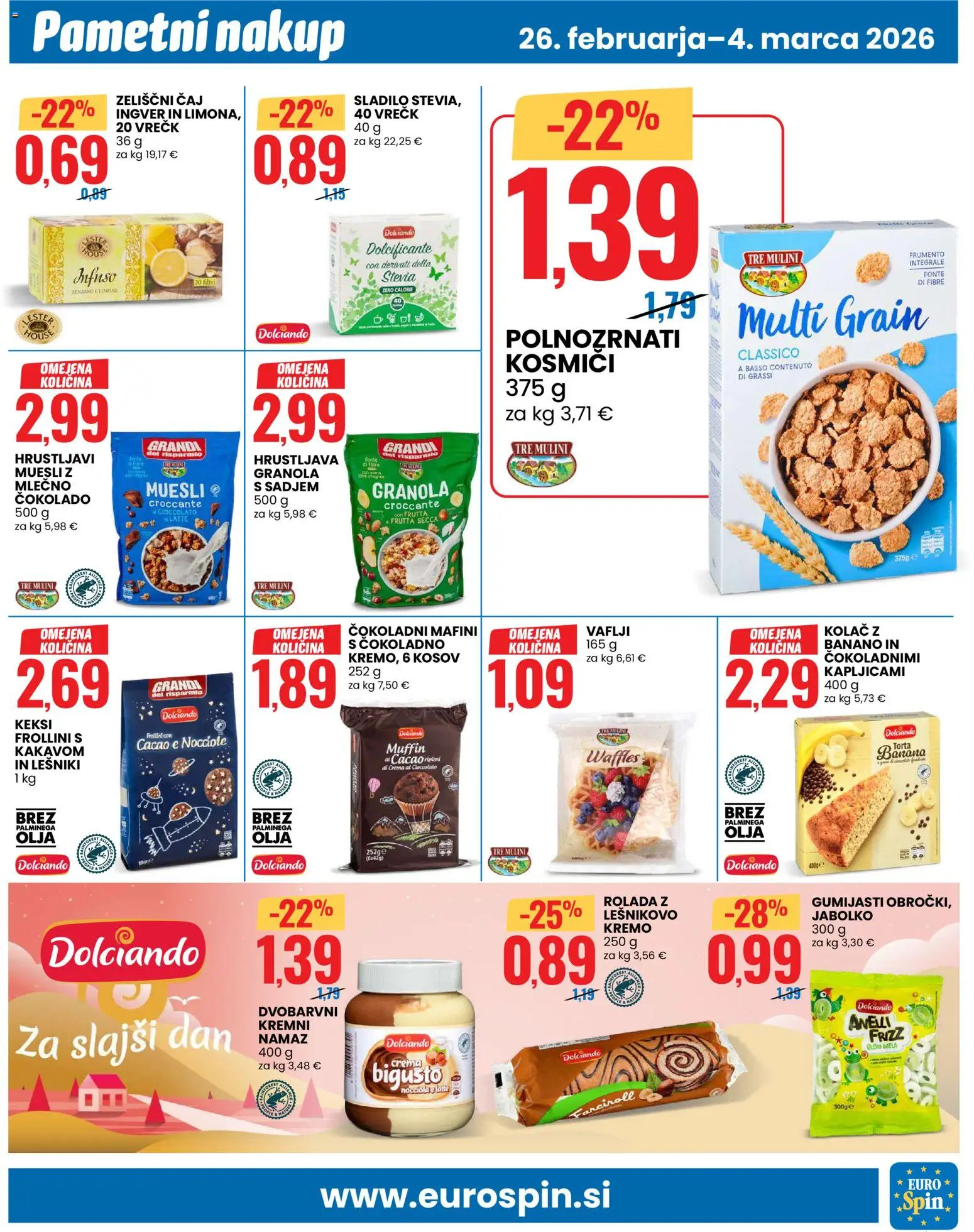 Novi Eurospin katalog ponudbe – veljaven od 26.02.2026 | Stran: 13 | Izdelki: Kolač, Torta, Namaz, Caj