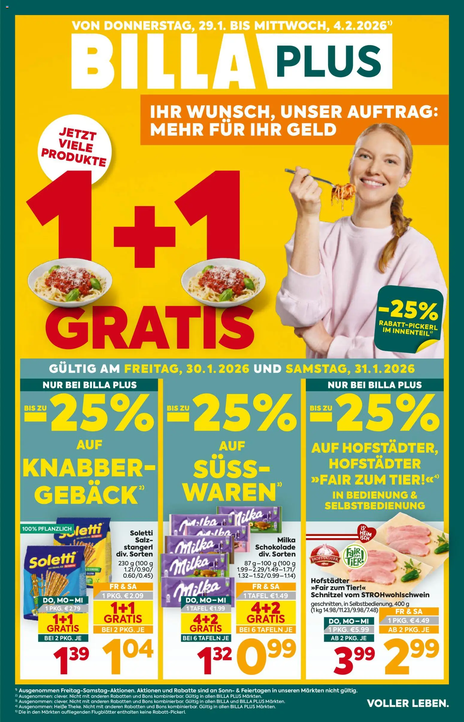 Billa Plus Flugblatt gültig ab 29.01.2026 | Seite: 1 | Produkte: Salz, Schokolade