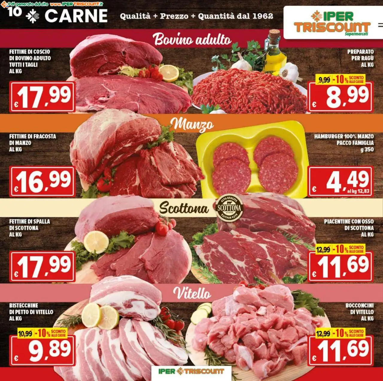 Volantino Ipertriscount del 27.08.2025 | Pagina: 10 | Prodotti: Manzo, Ragú, Vitello, Hamburger