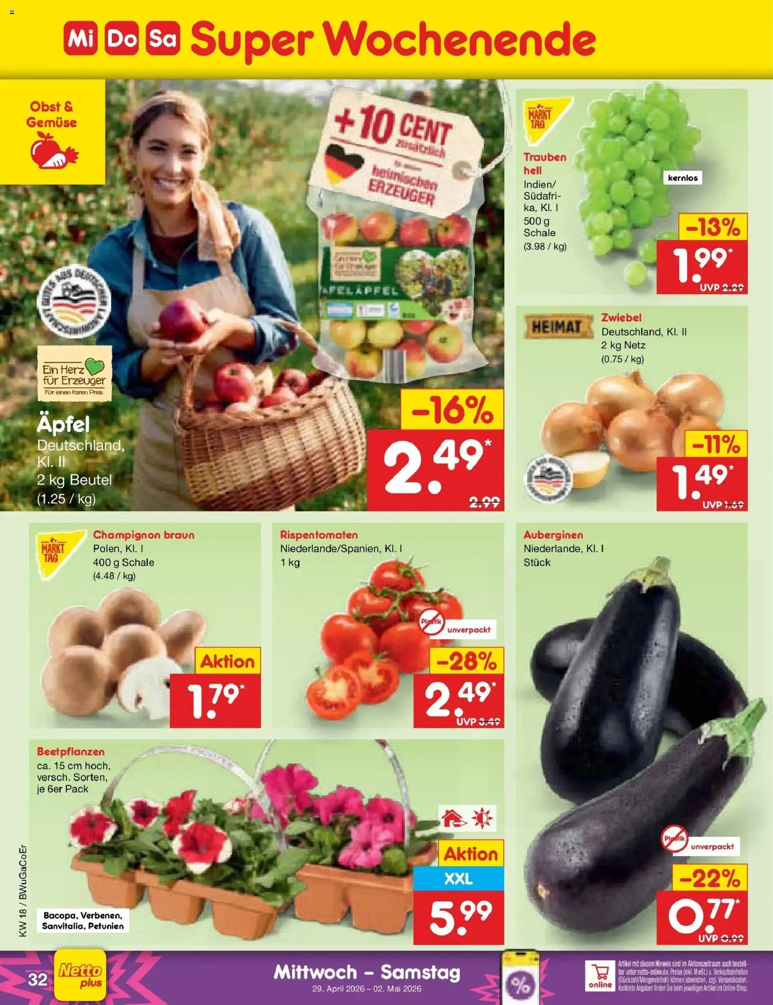 Netto Marken-Discount Prospekt Stemwede-Dielingen	 – gültig ab 27.04.2026 | Seite: 46 | Produkte: Trauben, Äpfel, Gemüse, Obst