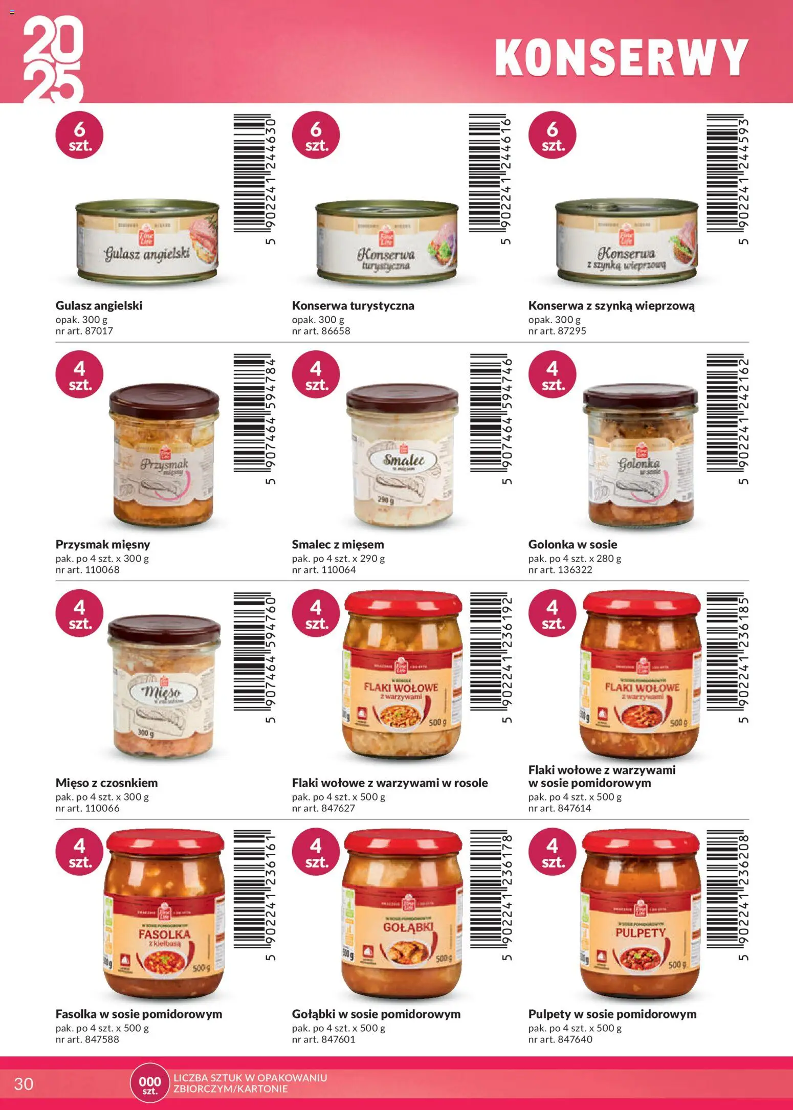 Makro Gazetka - Katalog marki własne dla Twojego sklepu od 28.04.2025 | Strona: 30 | Produkty: Szynka, Flaki, Fasolka w sosie pomidorowym, Gulasz