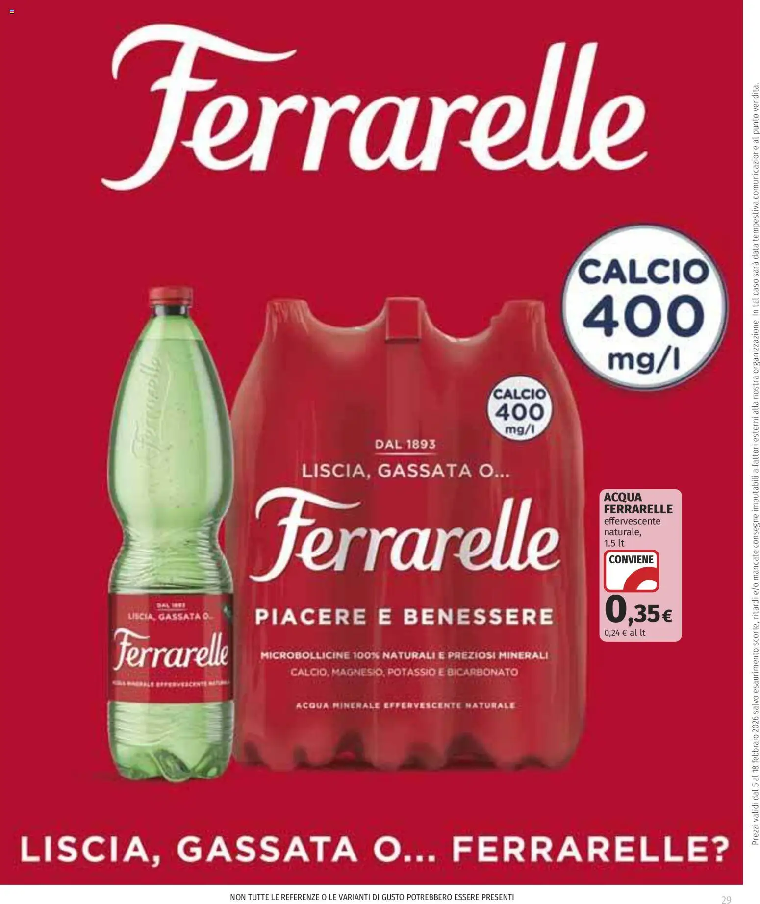 Volantino COOP del 05.02.2026 | Pagina: 29 | Prodotti: Bicarbonato, Acqua, Data, Ferrarelle