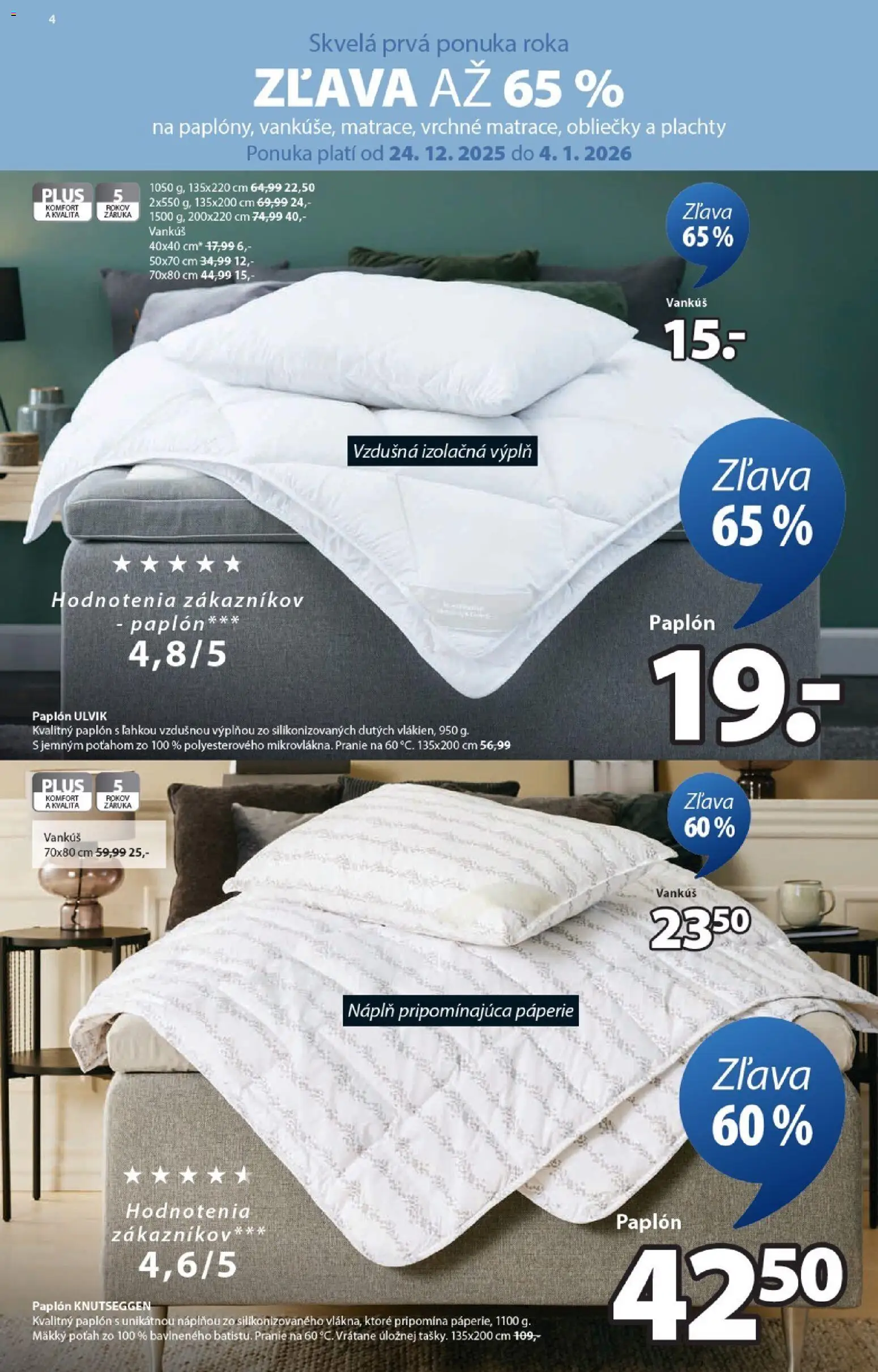 Nové JYSK akcie – leták je platný od 24.12.2025 | Strana: 4 | Produkty: Obliečky, Vankúš