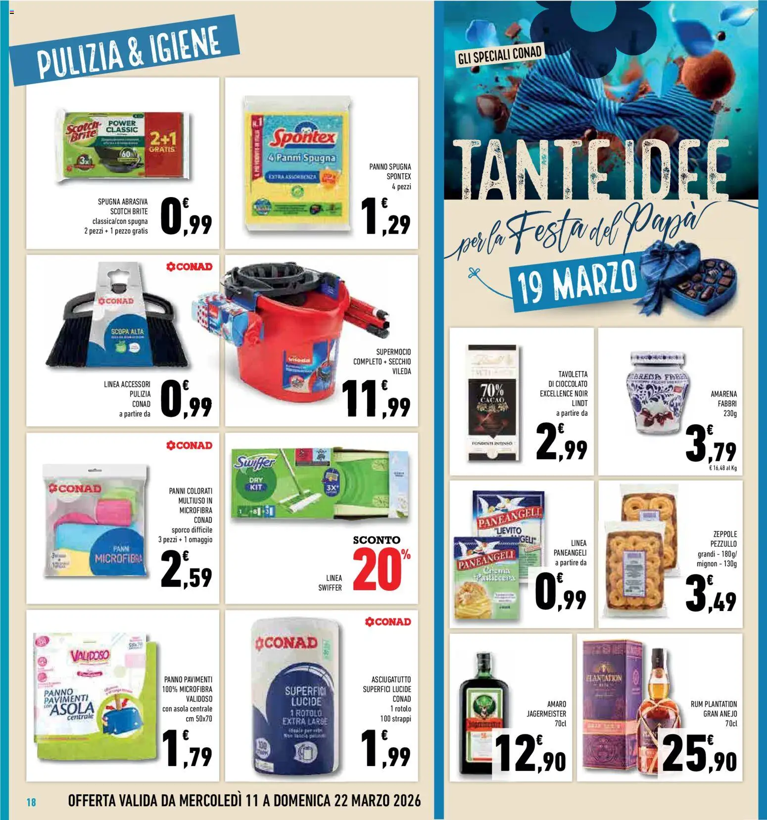 Volantino Conad del 11.03.2026 | Pagina: 18 | Prodotti: Spugna, Crema, Cacao, Asciugatutto