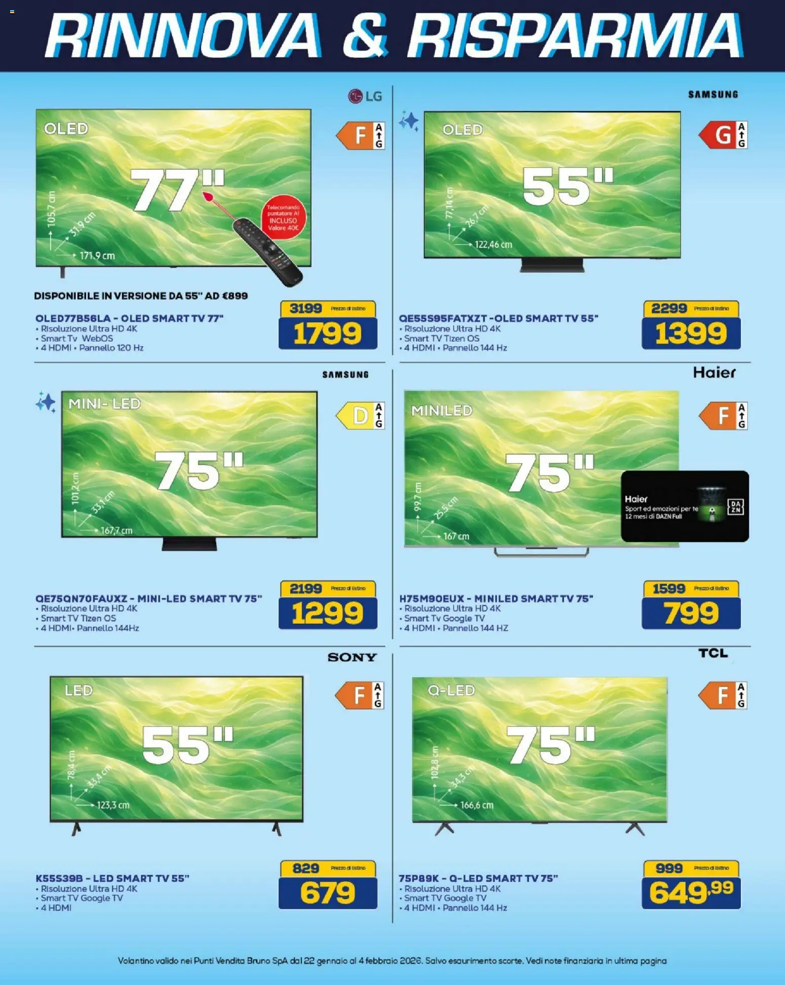 Volantino BRUNO del 22.01.2026 | Pagina: 23 | Prodotti: Telecomando, Tè, smart TV, TV