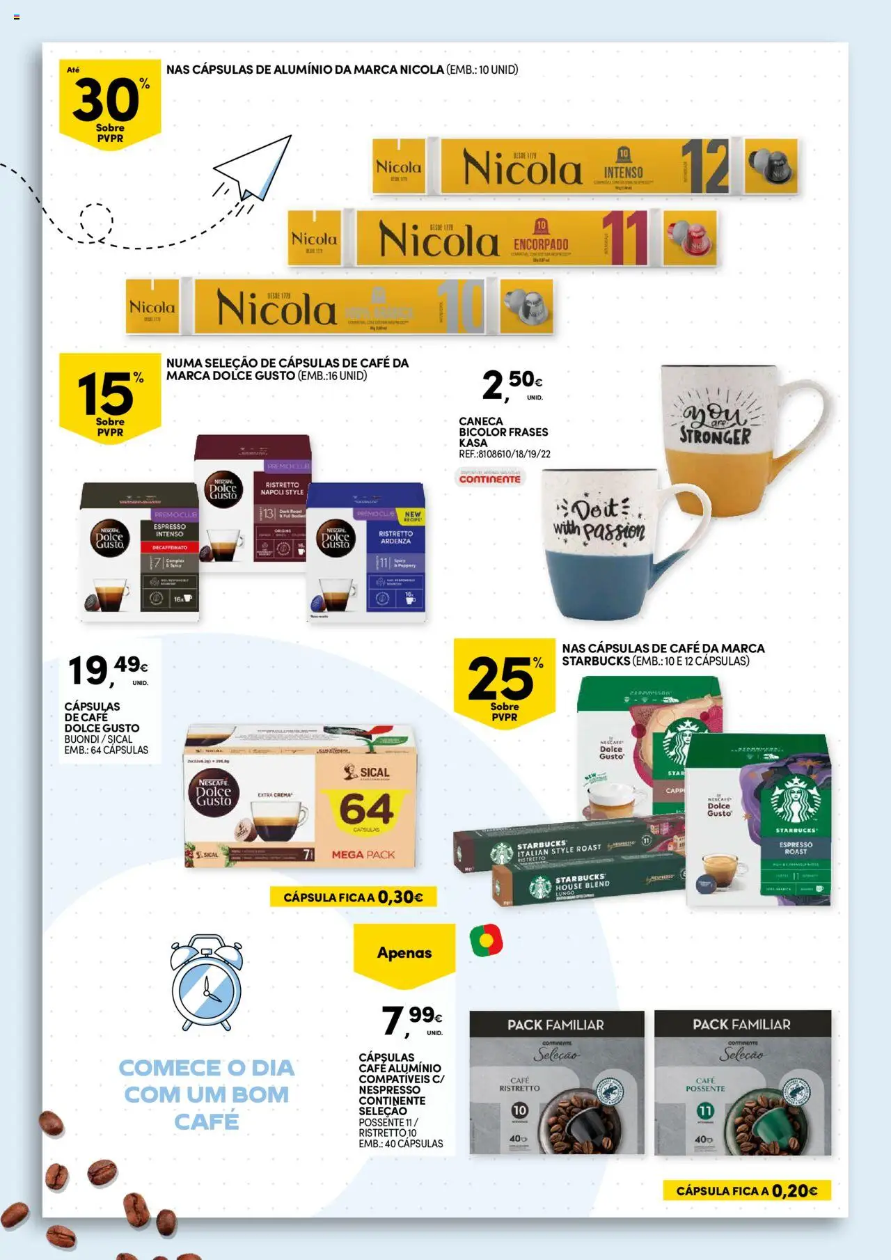 Continente Pequeno Almoço: Regressamos com energia │ válido de 19.08.2025 | Página: 12 | Produtos: Caneca, Nespresso, Café, Dolce gusto