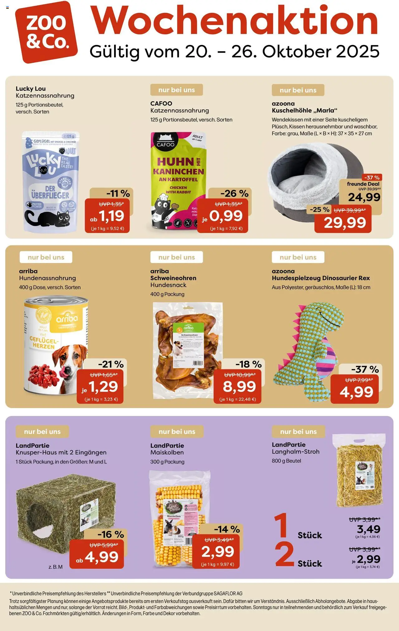 Zoo & co Prospekt 	 – gültig ab 20.10.2025 | Seite: 1 | Produkte: Kissen, Kaninchen, Spargel