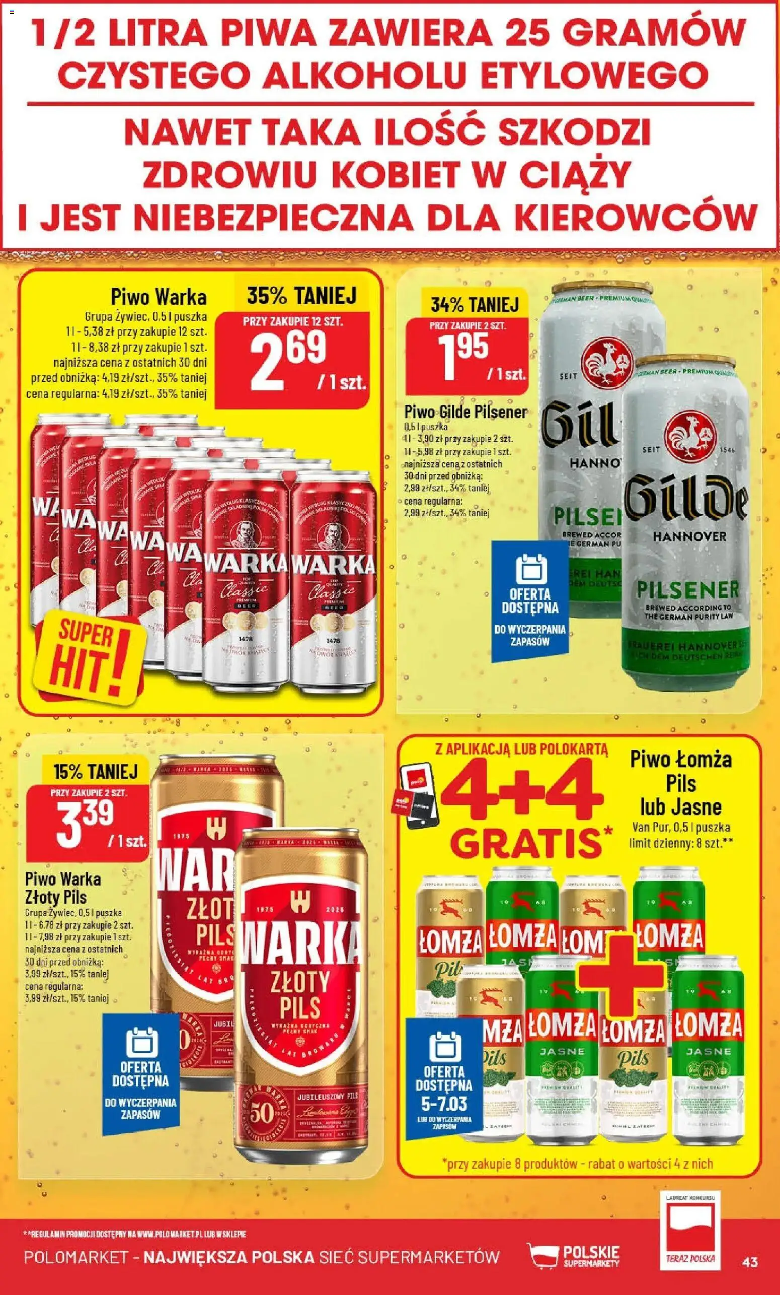 POLOmarket gazetka od 04.03.2026 | Strona: 43 | Produkty: Warka, Piwo Warka, Piwo