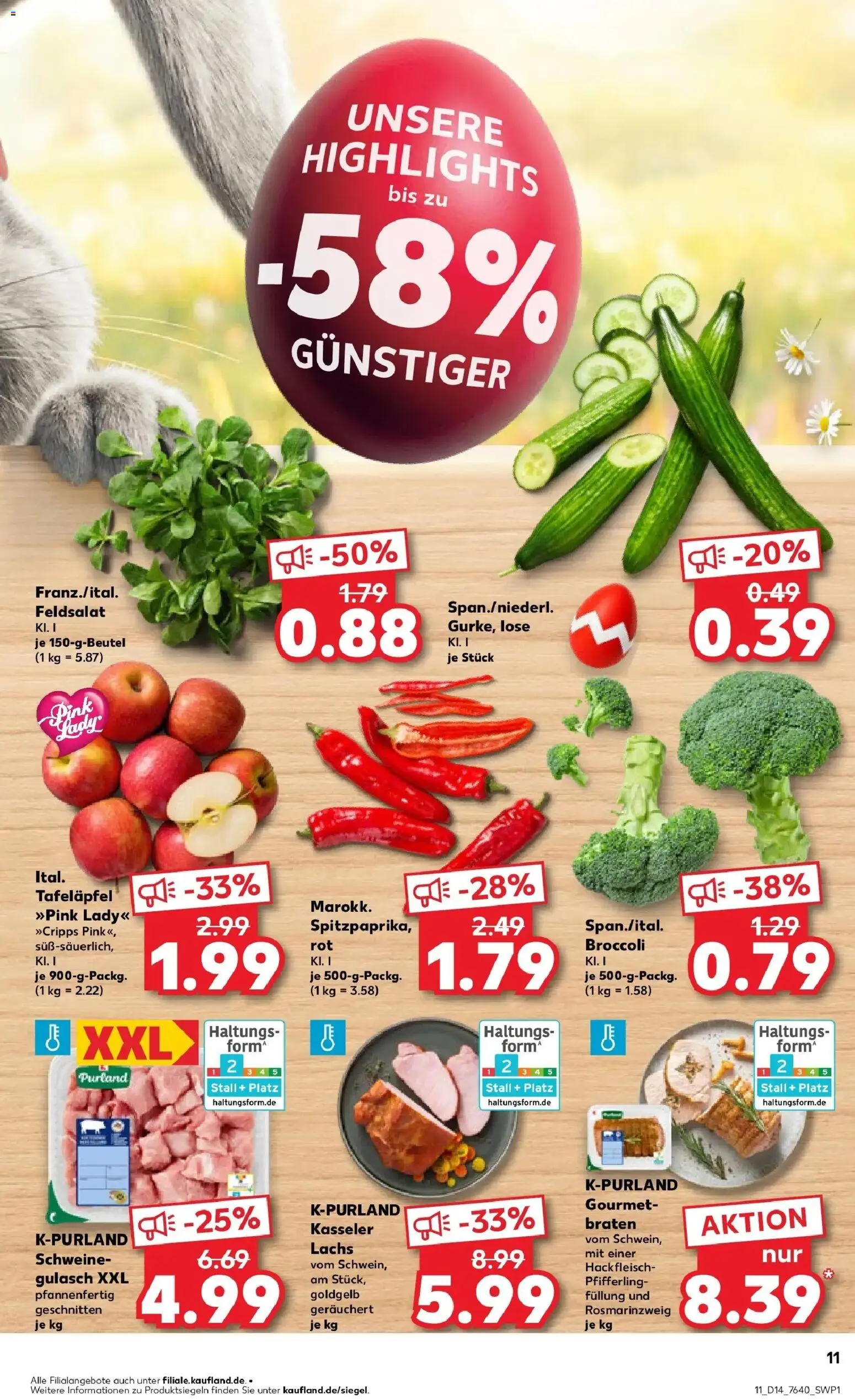 Kaufland Prospekt Bergheim	 – gültig ab 30.03.2026 | Seite: 25 | Produkte: Schweinegulasch, Lachs, Gulasch, Hackfleisch